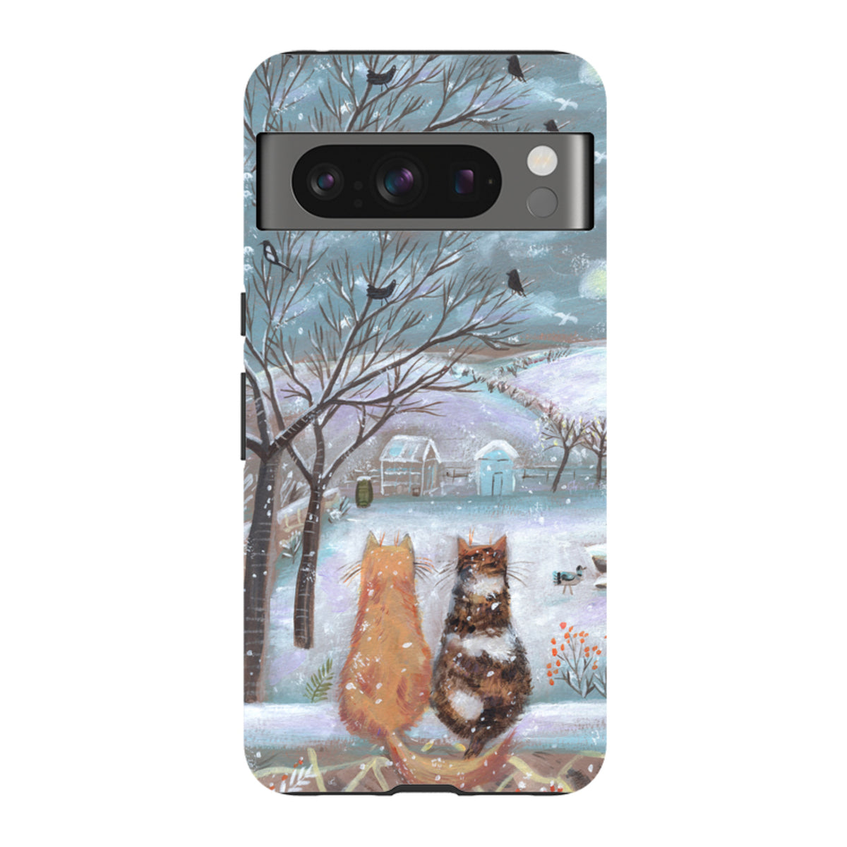 Google Tough Case - Winter Cottage Cats By Mary Stubberfield