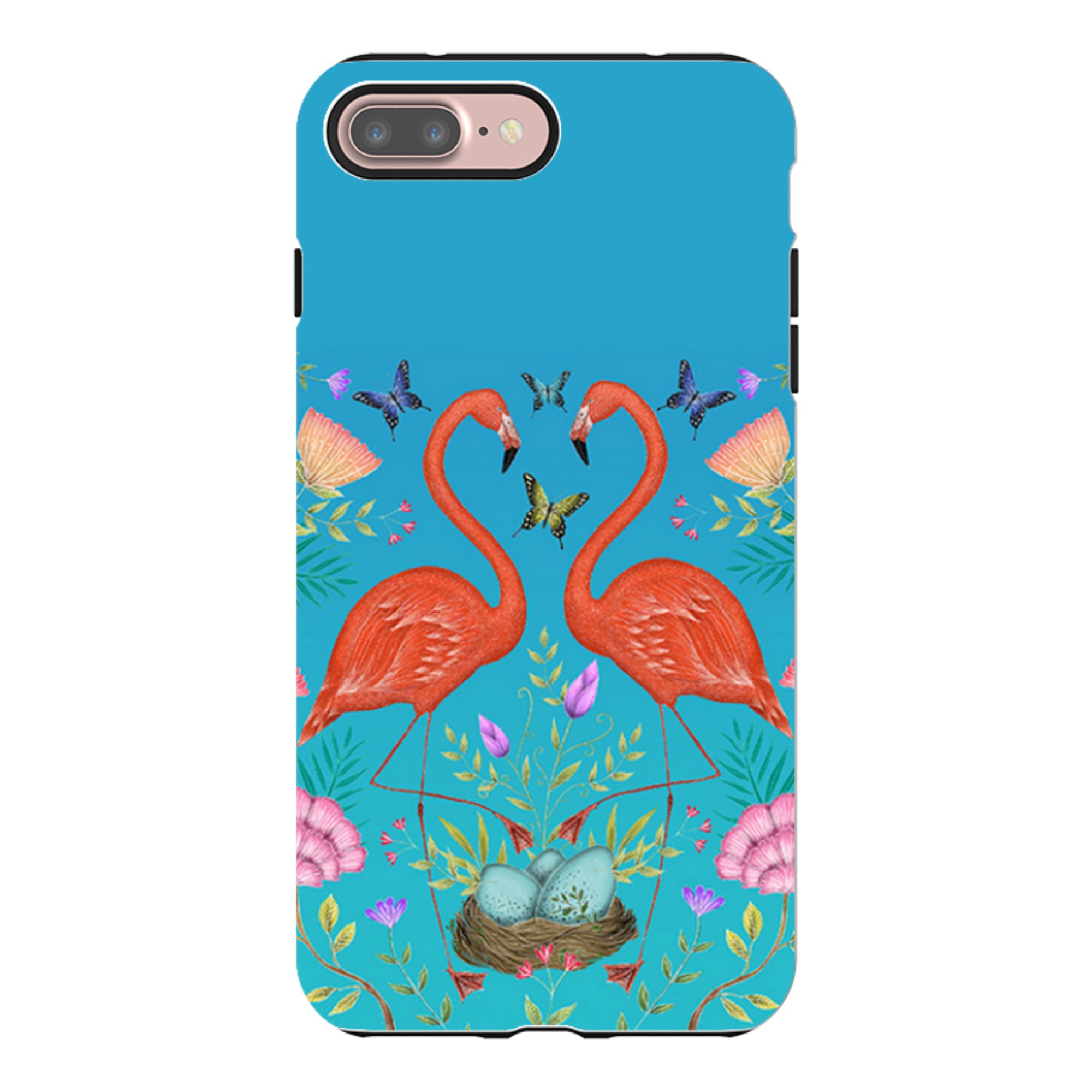 iPhone Tough Case - Flamingos And Flowers By Catherine Rowe