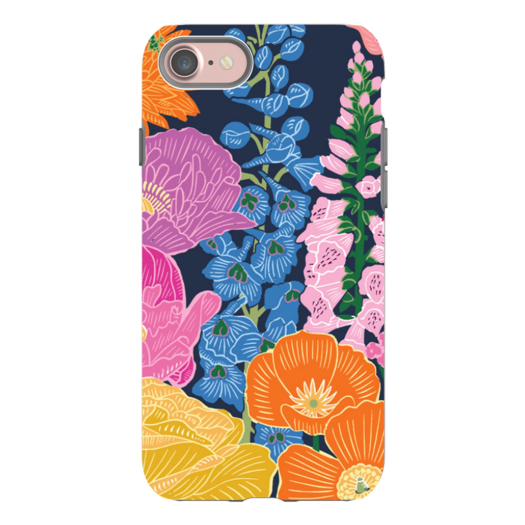 iPhone Tough Case - Flower Garden Navy By kate Heiss