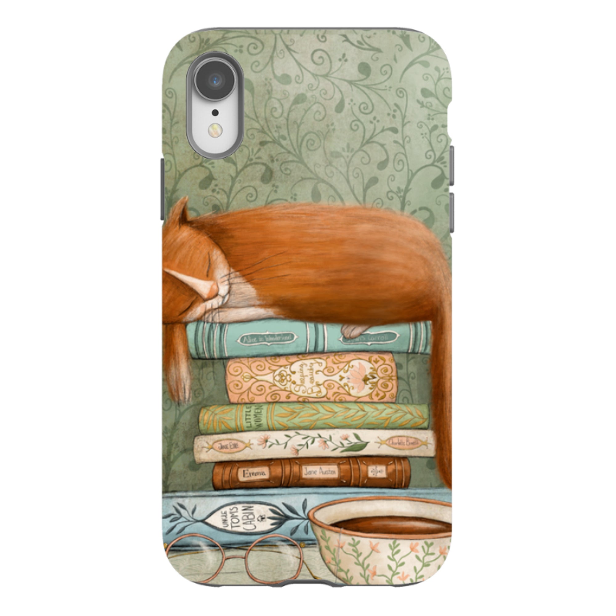iPhone Tough Case - Cat and Books By Maja Lindberg