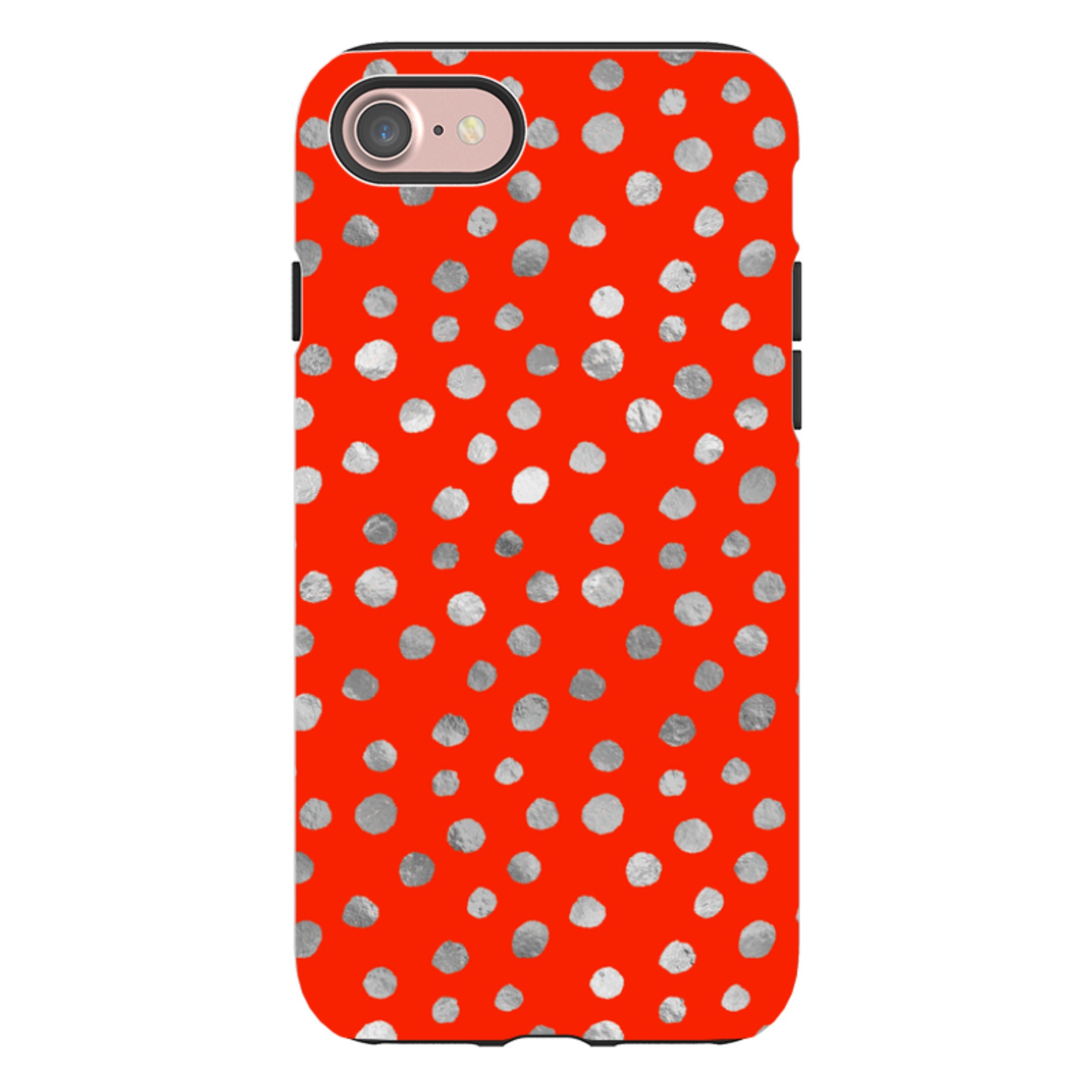iPhone Tough Case - Red and Silver Dots