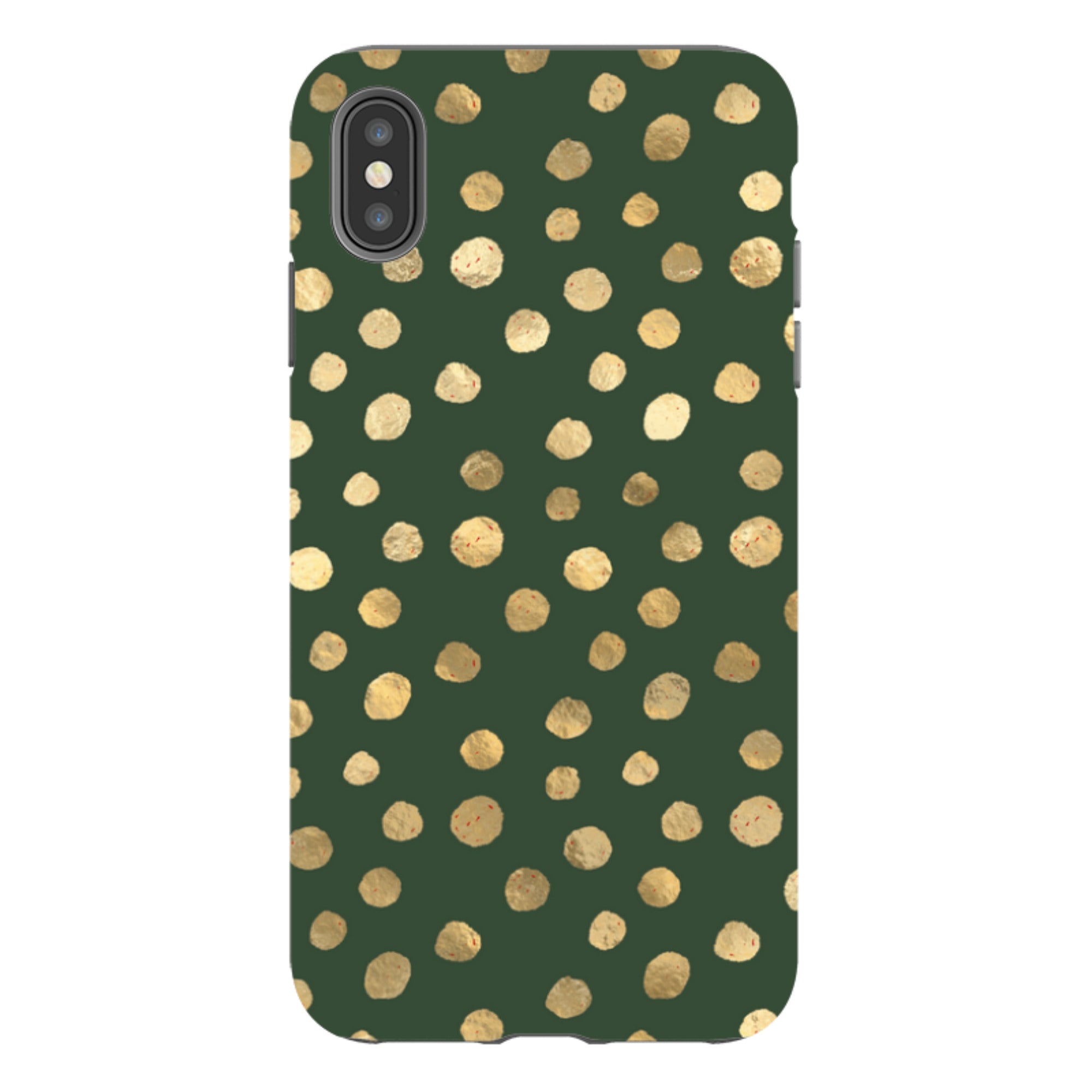 iPhone Tough Case - Green and Gold Dots
