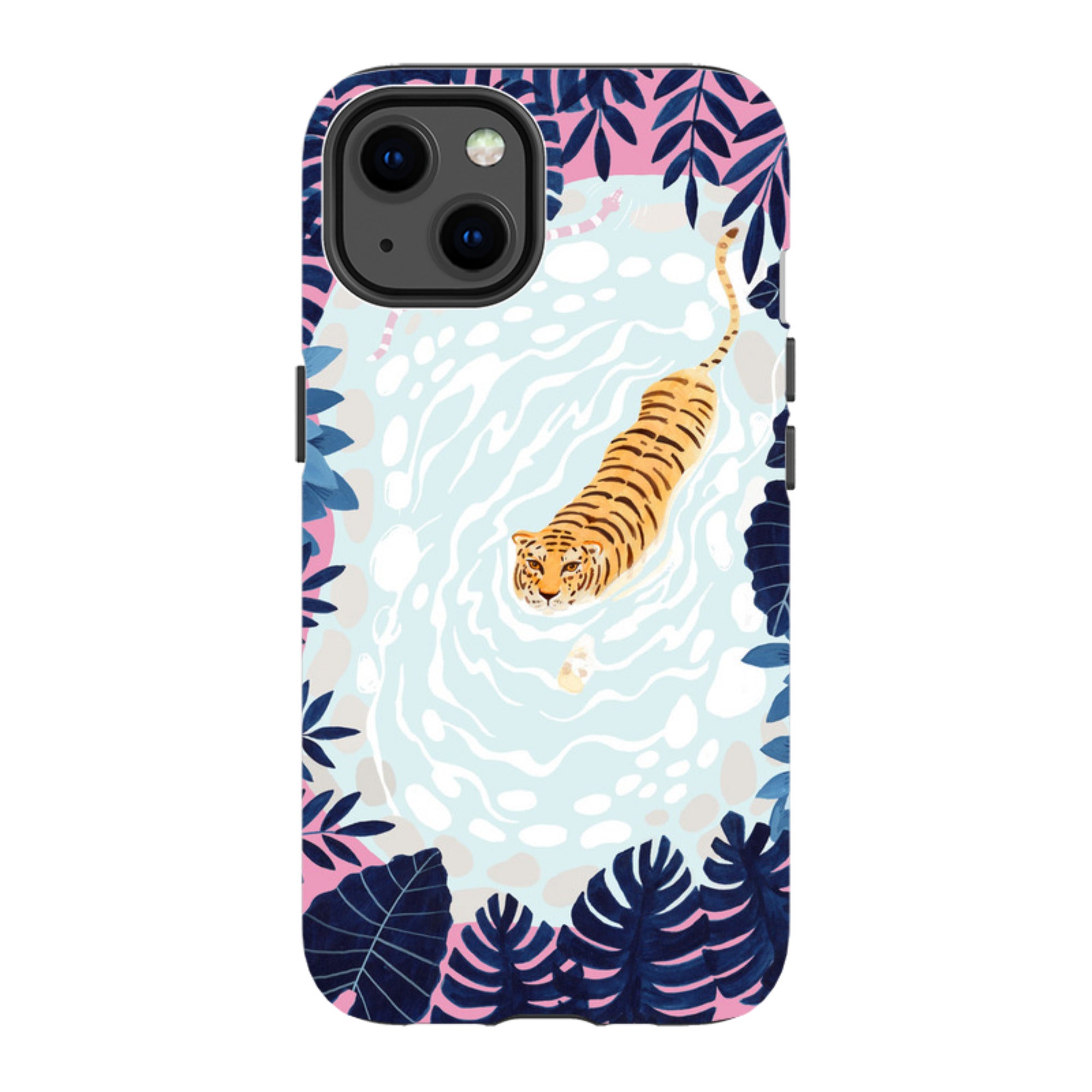 iPhone Tough Case - Swimming Tiger By Bex Parkin