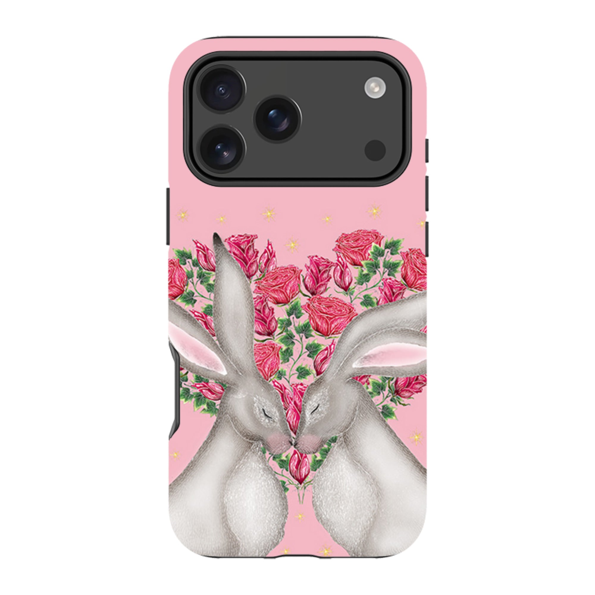 iPhone Tough Case - White Hares Rose Heart By Catherine Rowe