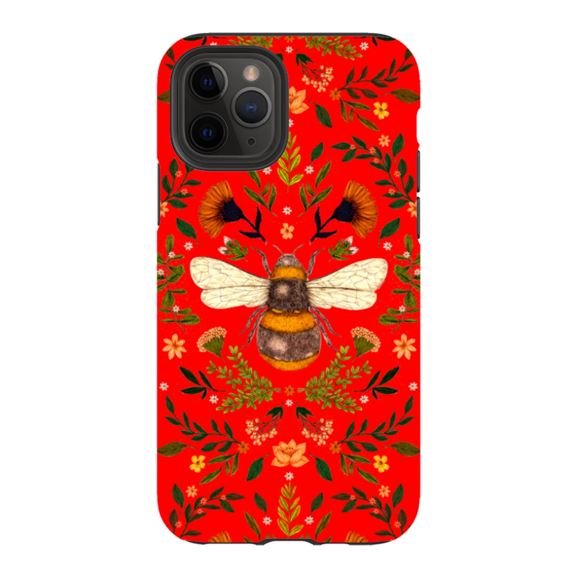 iPhone Tough Case - Botanical Bee Red By Jade Mosinski