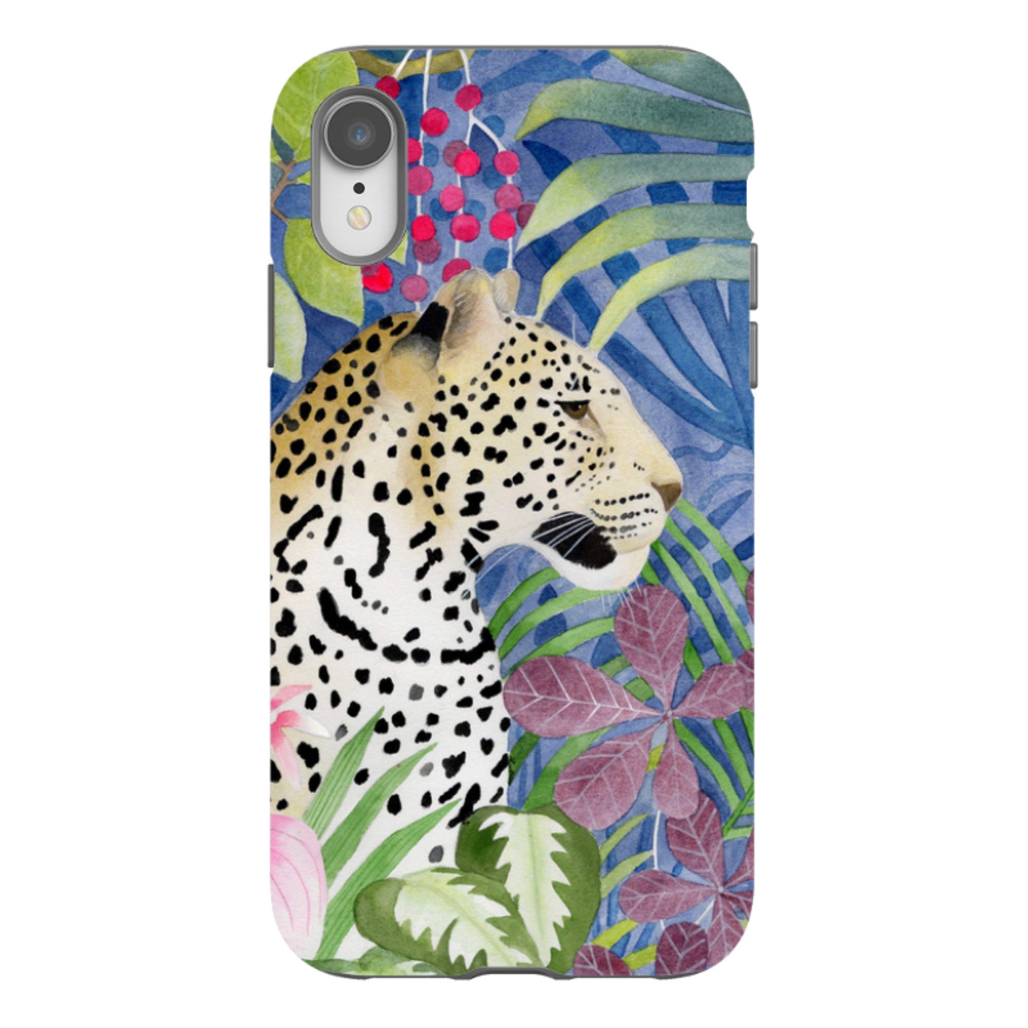iPhone Tough Case - Blue Jungle Leopard By Bex Parkin