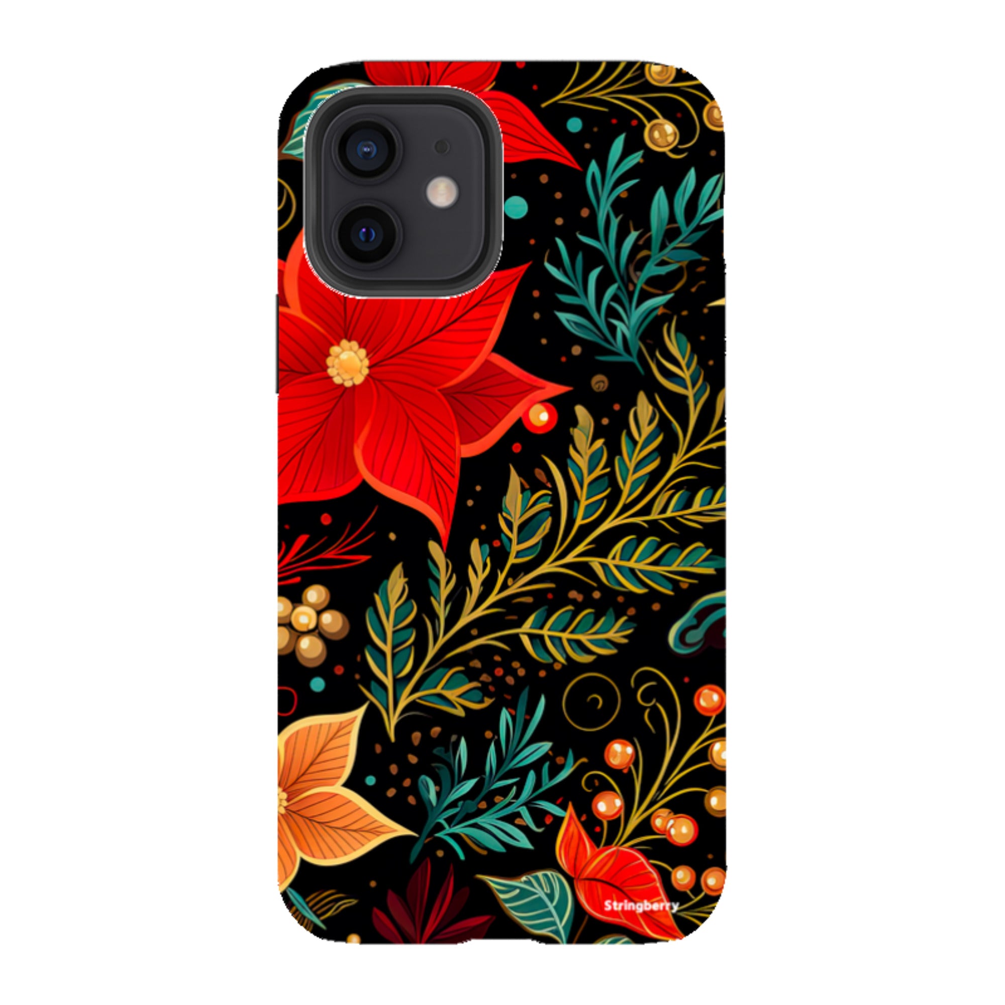 iPhone Tough Case - Red Winter Floral II