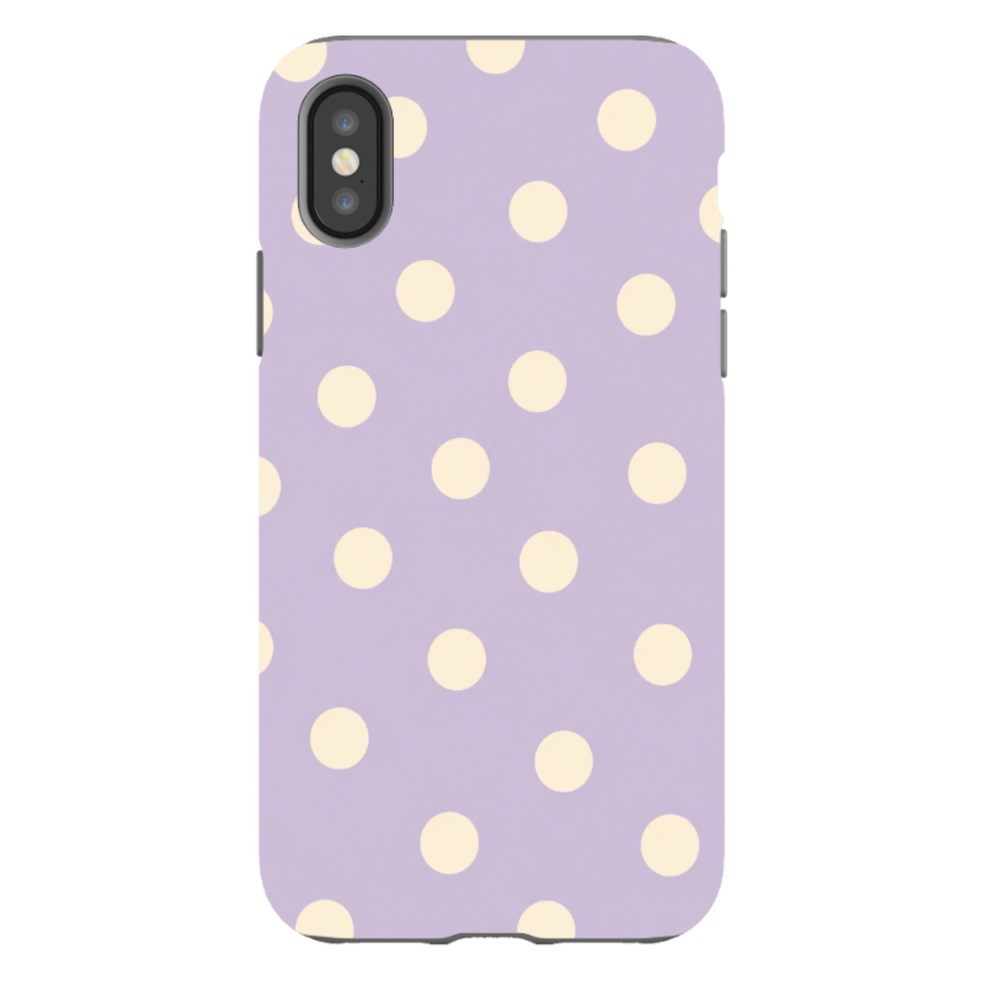 iPhone Tough Case - Pastel Purple & Cream Polka Dot
