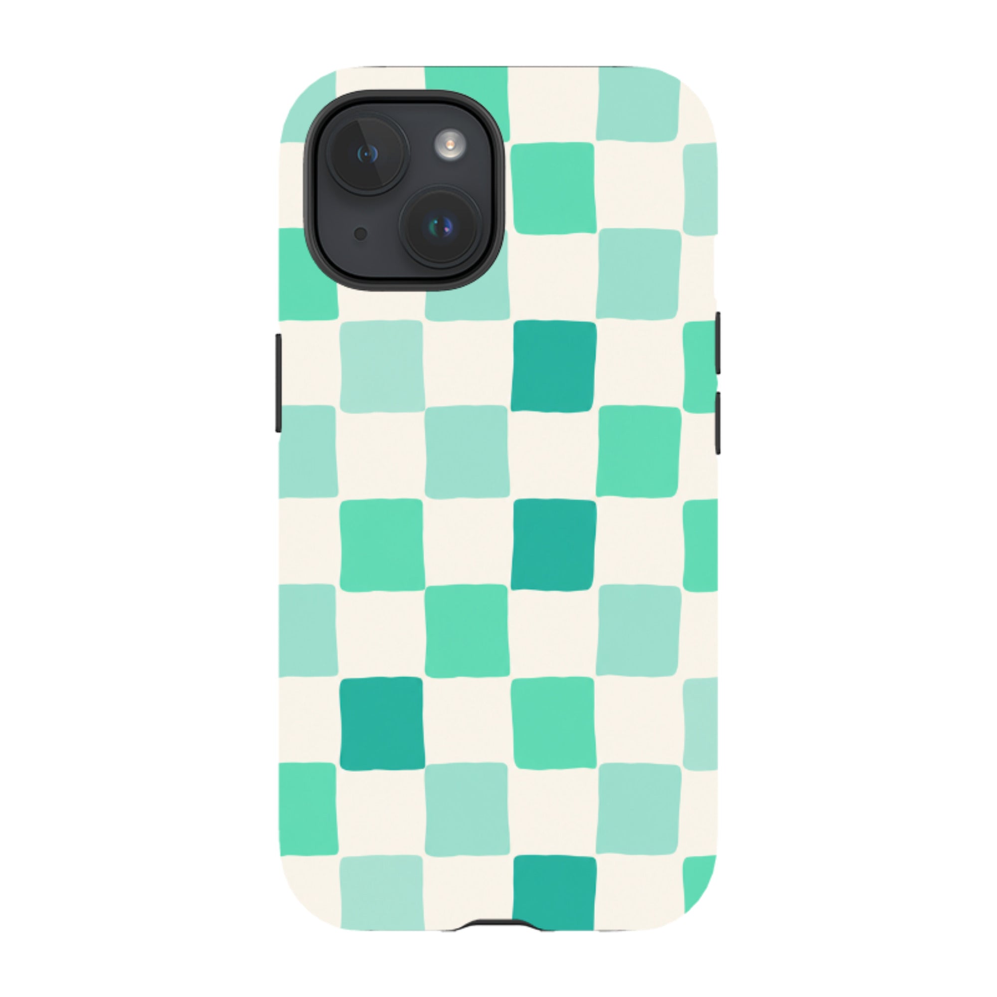 iPhone Tough Case - Mint Green Checkerboard