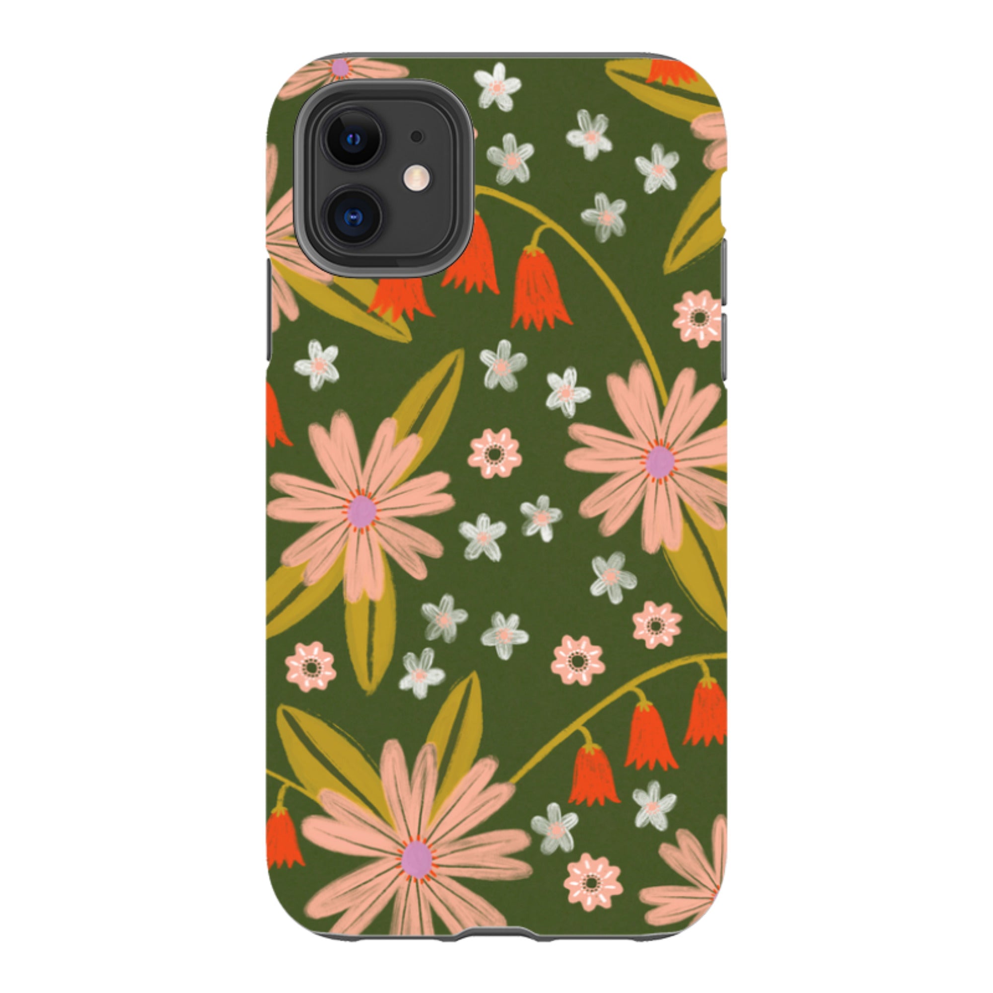 iPhone Tough Case - Red and Green Floral Pattern By Lee Foster Wilson