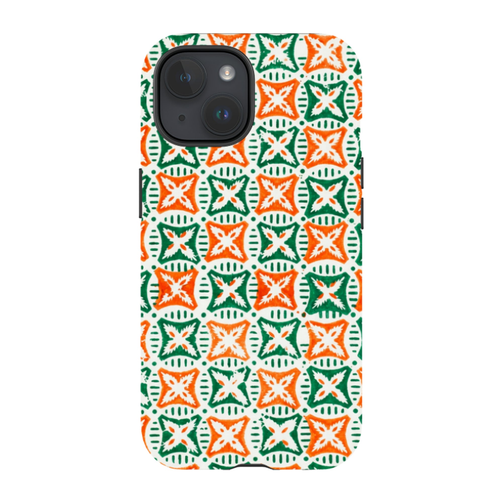 iPhone Tough Case - Orange & Green Tile