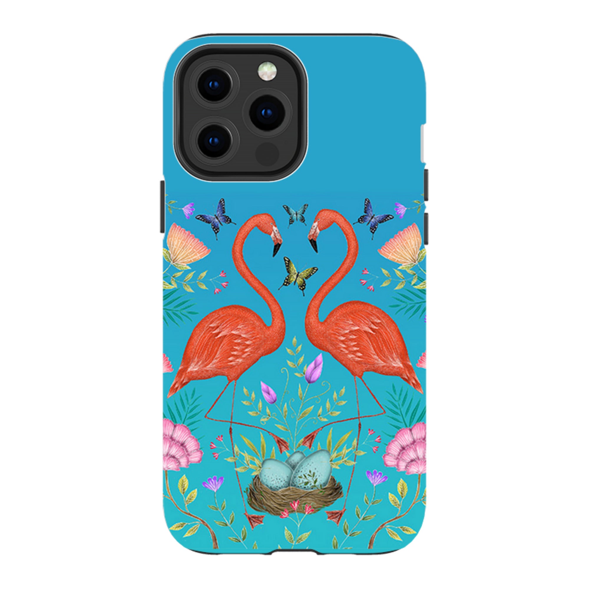 iPhone MagSafe Tough Case -  Flamingos and Flowers By Catherine Rowe