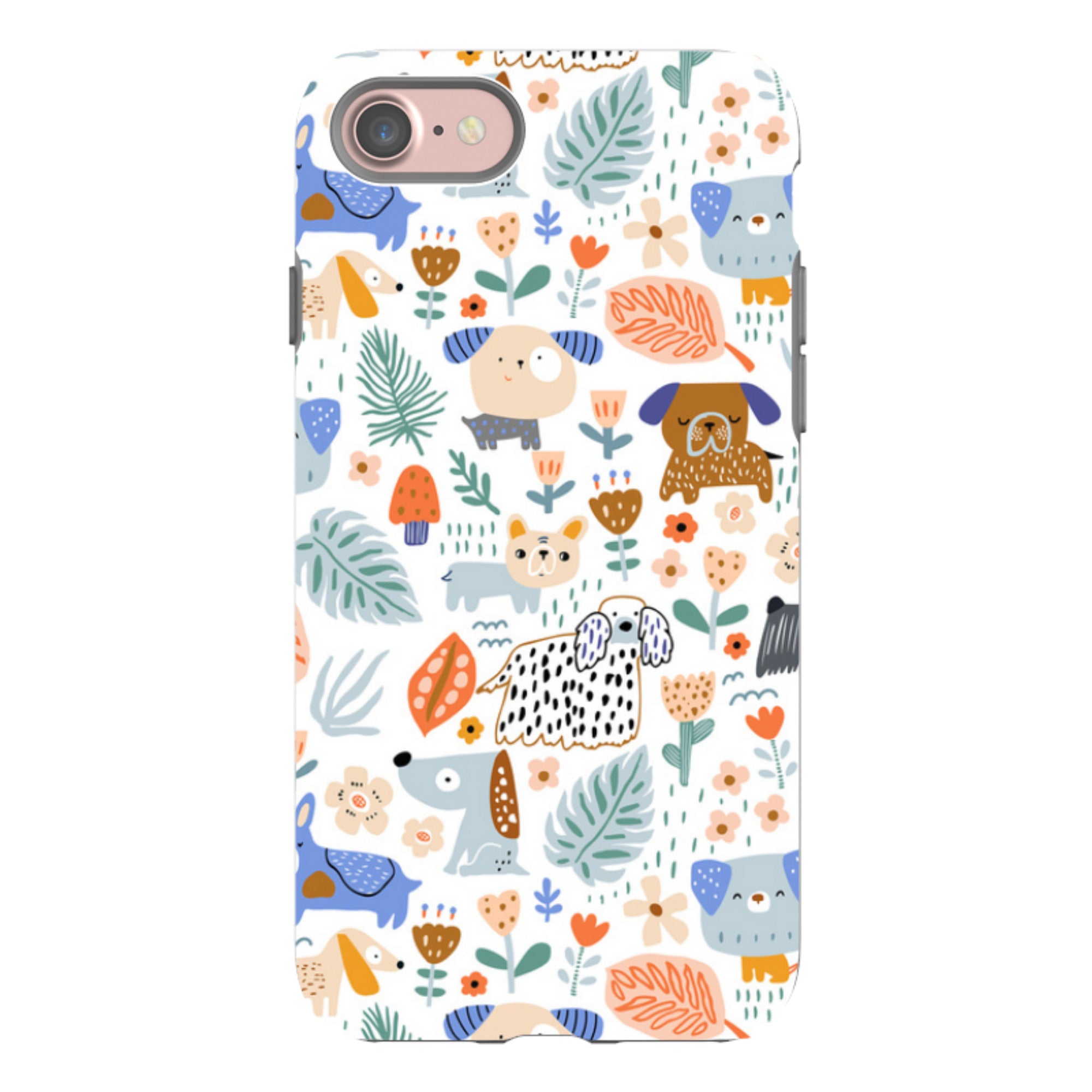 iPhone Tough Case - Dog Floral Pattern