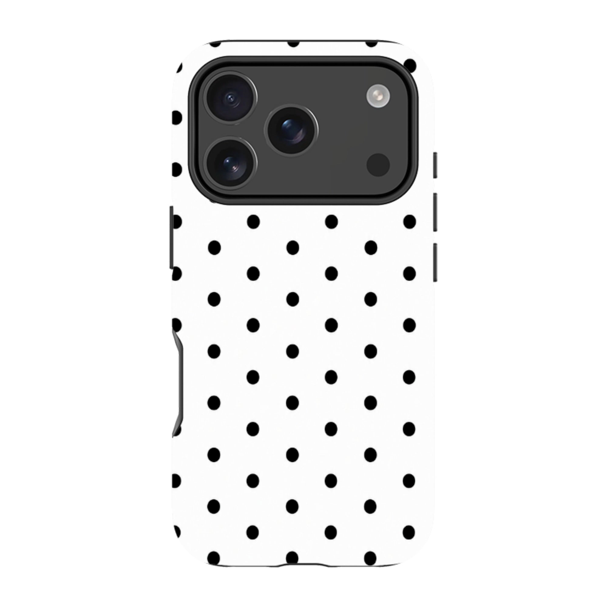 iPhone MagSafe Tough Case - White & Black Polka Dot