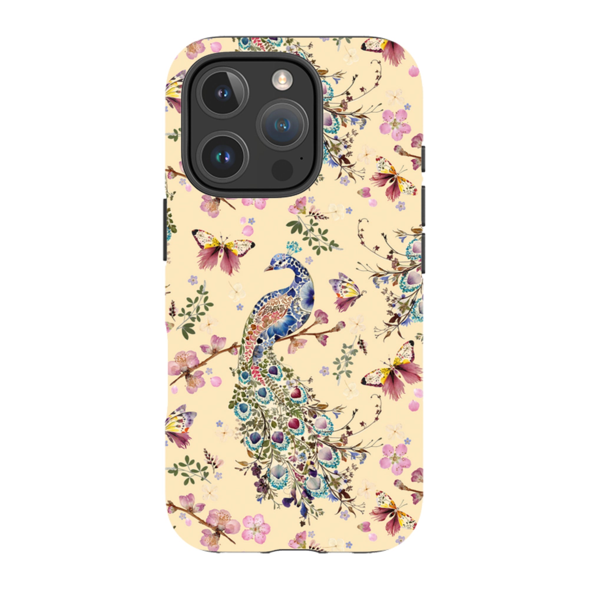 iPhone Tough Case - Peacock and Cherry Blossoms Lilly By Helen Ahpornsiri