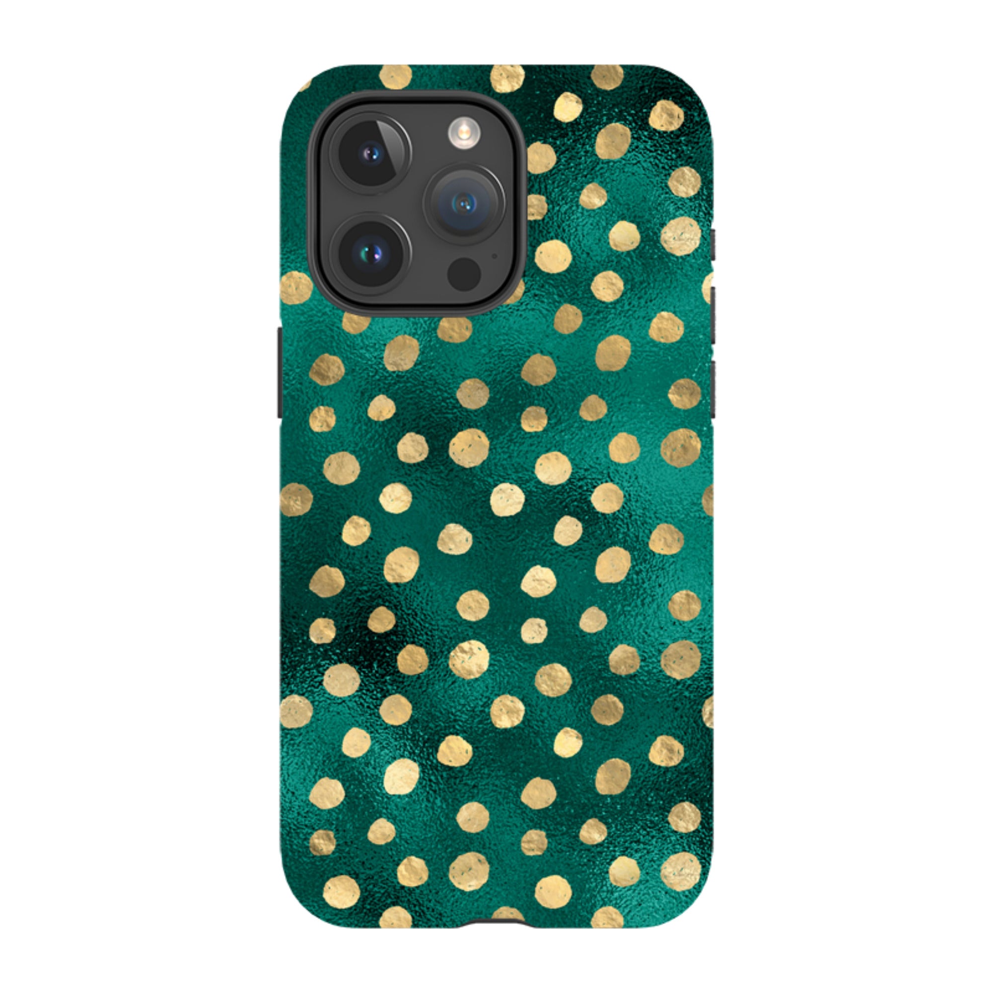 iPhone Tough Case - Forest and Gold Dots
