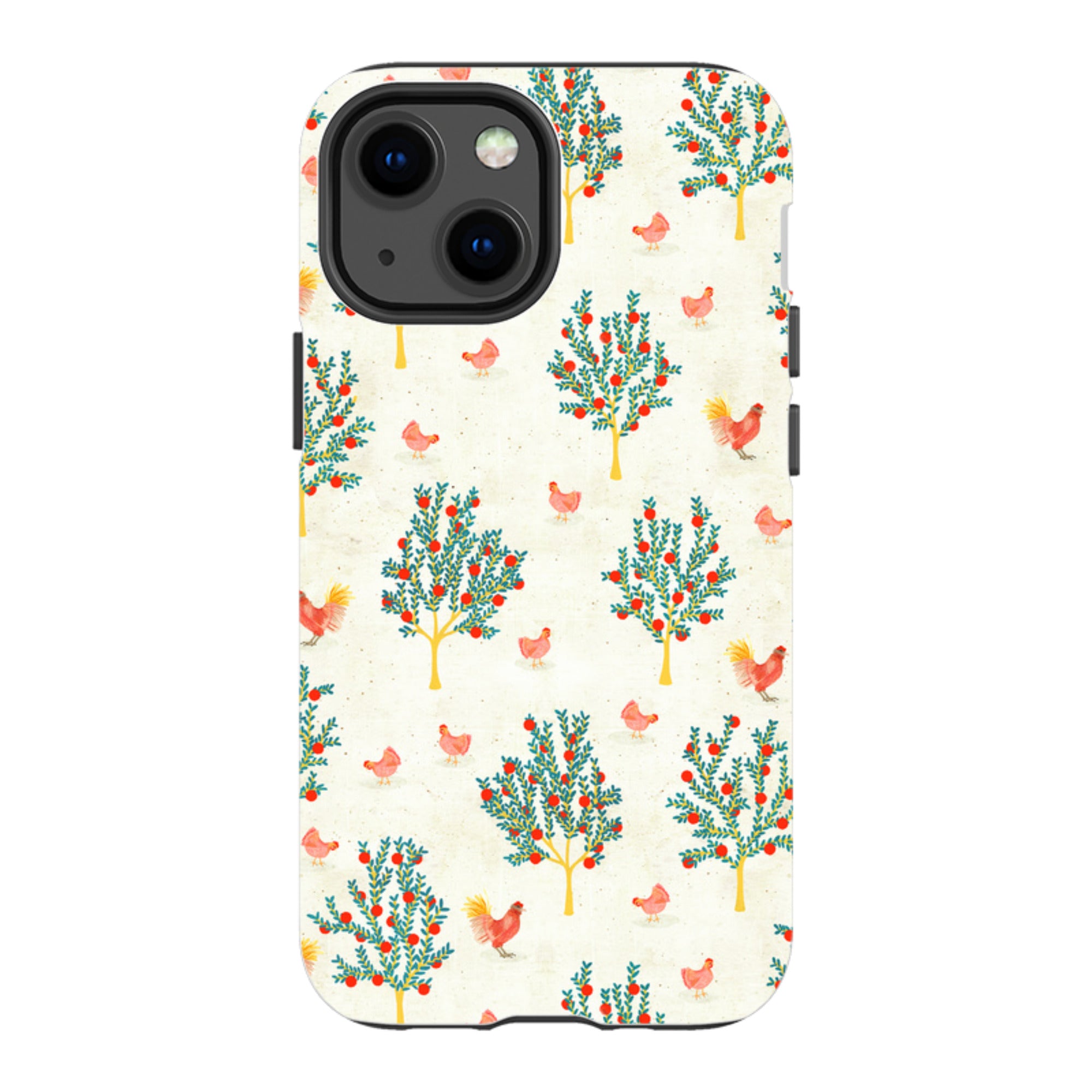 iPhone Tough Case - Apple Trees and Chickens Cream By Katherine Quinn