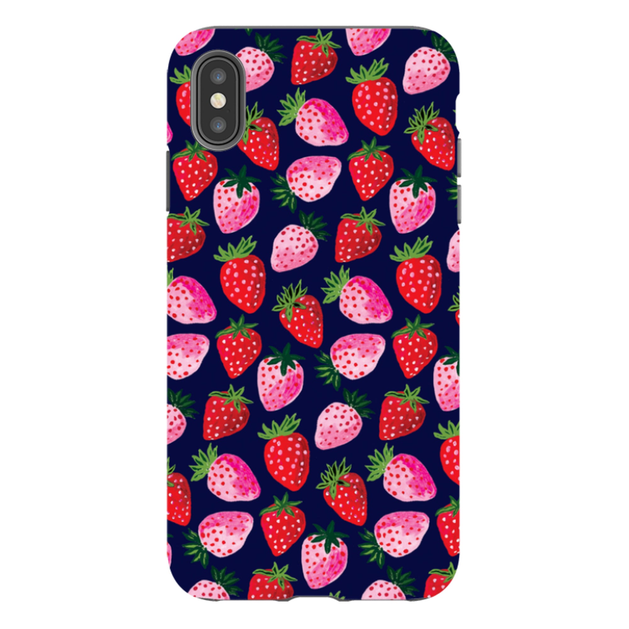 iPhone Tough Case - Strawberry Scatter Navy By Emma Frances Grant