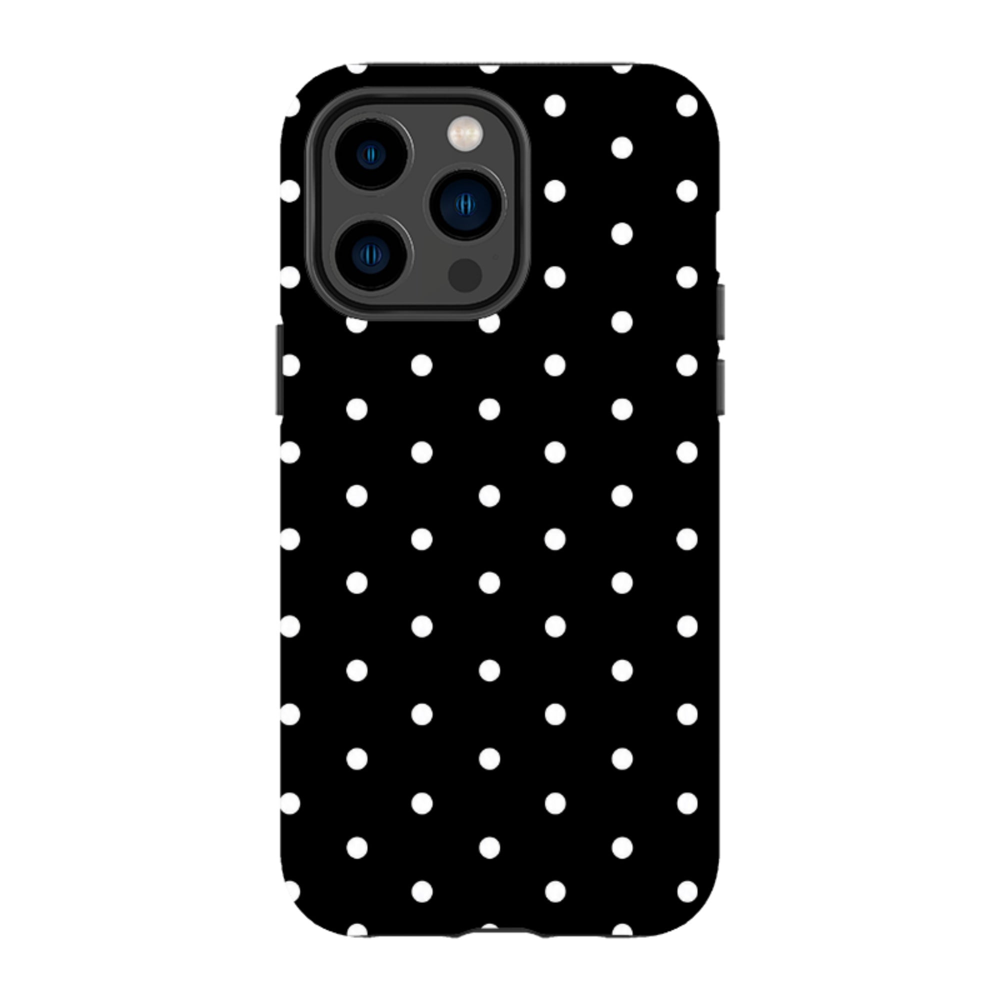 iPhone Tough Case - Black & White Polka Dot