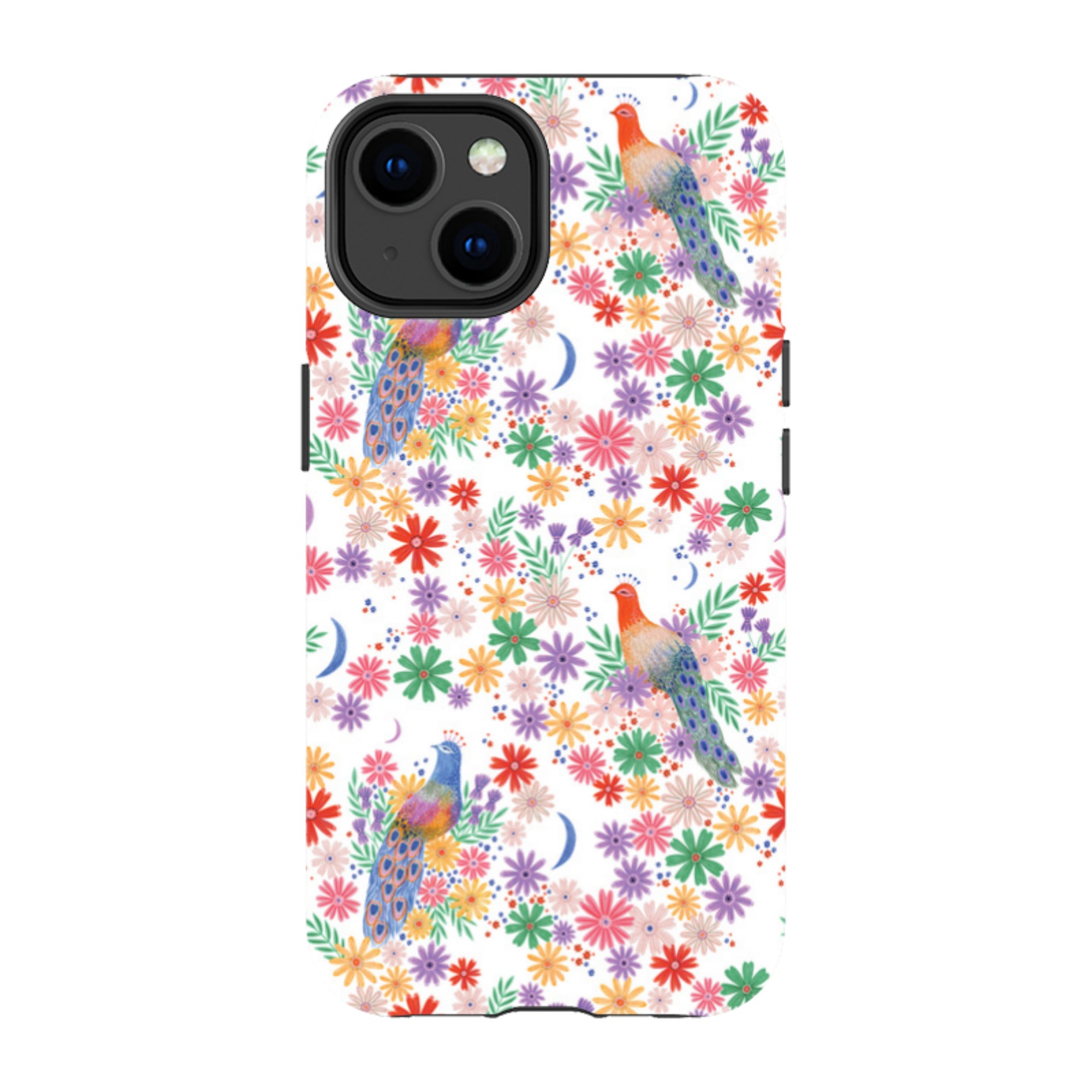 iPhone Tough Case - Peacock Pattern White By Lee Foster Wilson