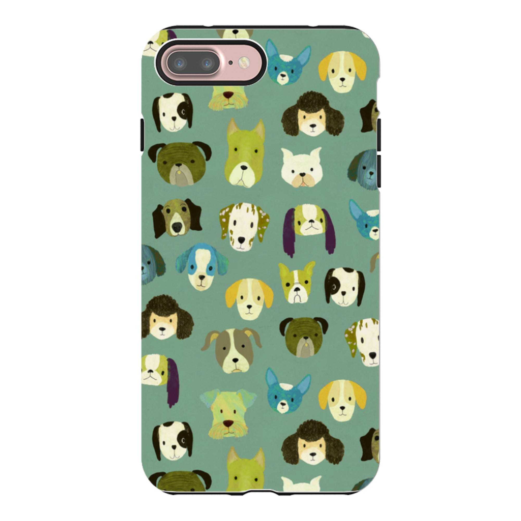 iPhone Tough Case - Dog Heads Green By Katherine Quinn