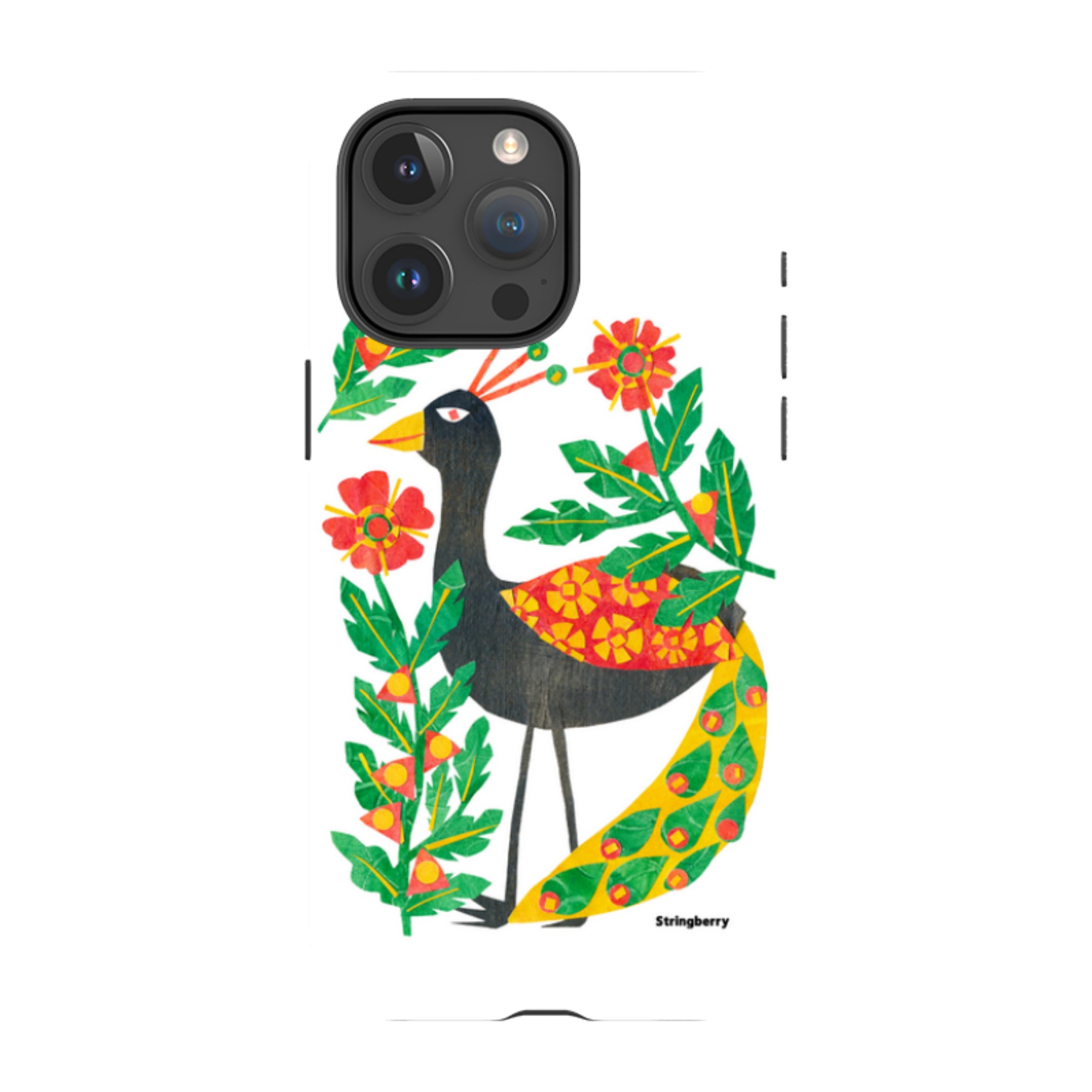 iPhone Tough Case - Folk Floral Peahen By Tracey English