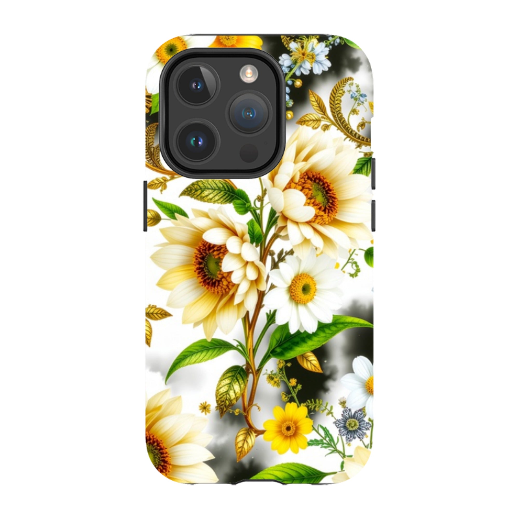 iPhone MagSafe Tough Case - Gold Flowers