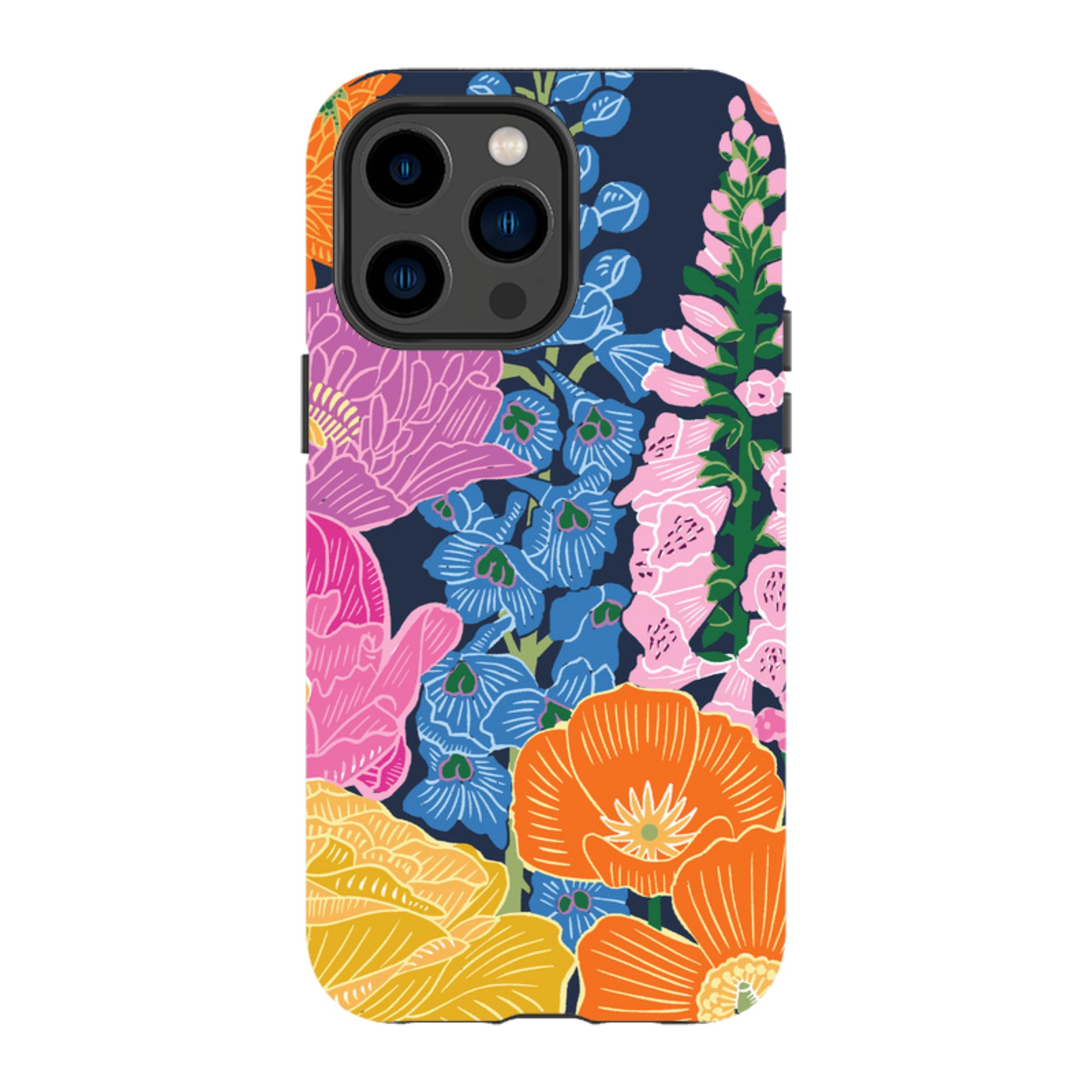 iPhone Tough Case - Flower Garden Navy By kate Heiss