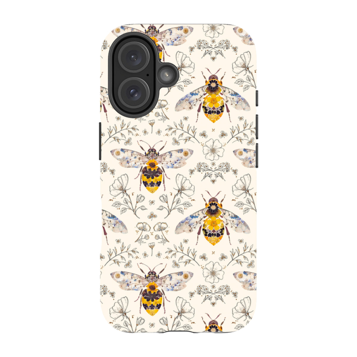 iPhone MagSafe Tough Case - Alabaster Bumble Bee Multi By Helen Ahpornsiri
