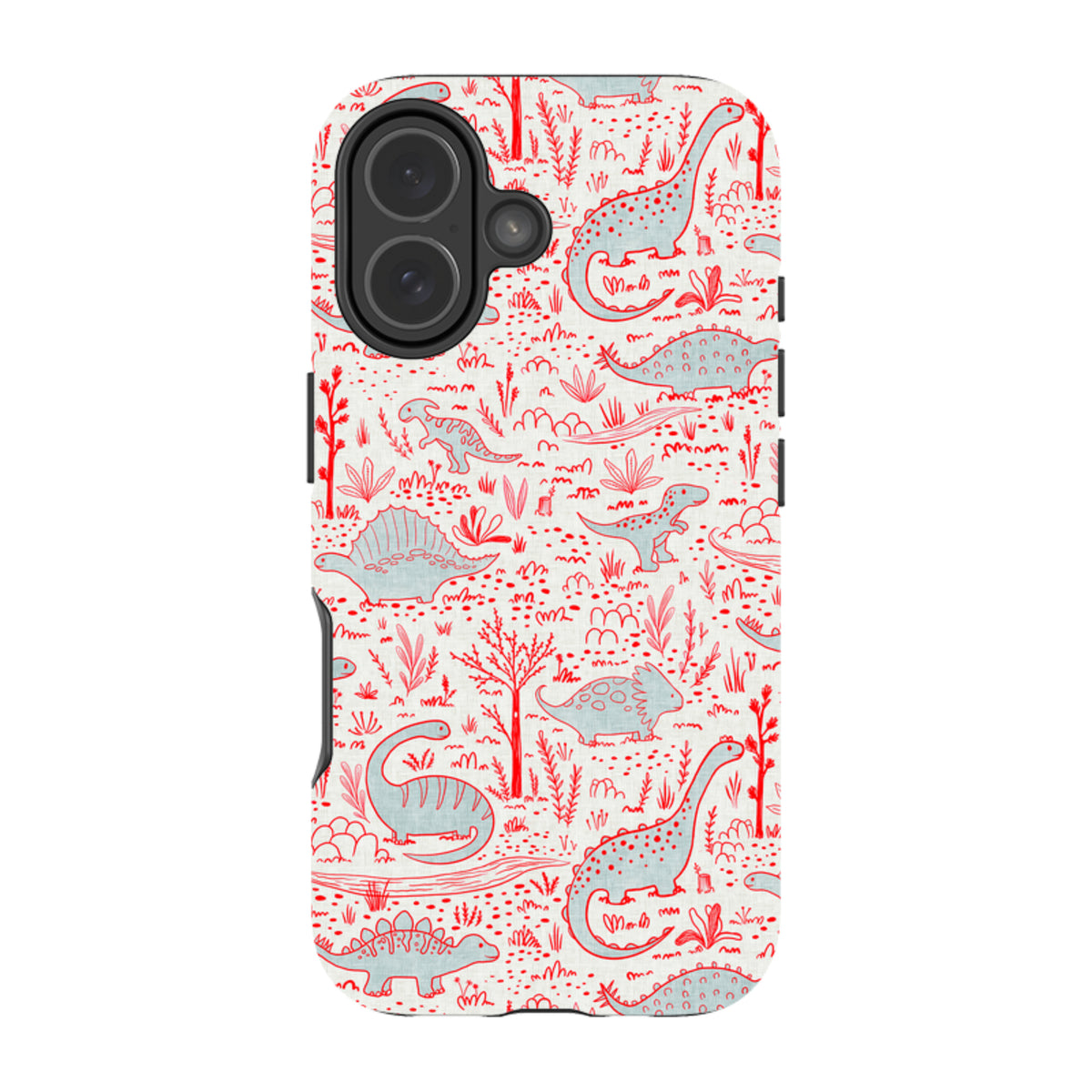 iPhone Tough Case - Dinosaur line Red and Blue By Katherine Quinn