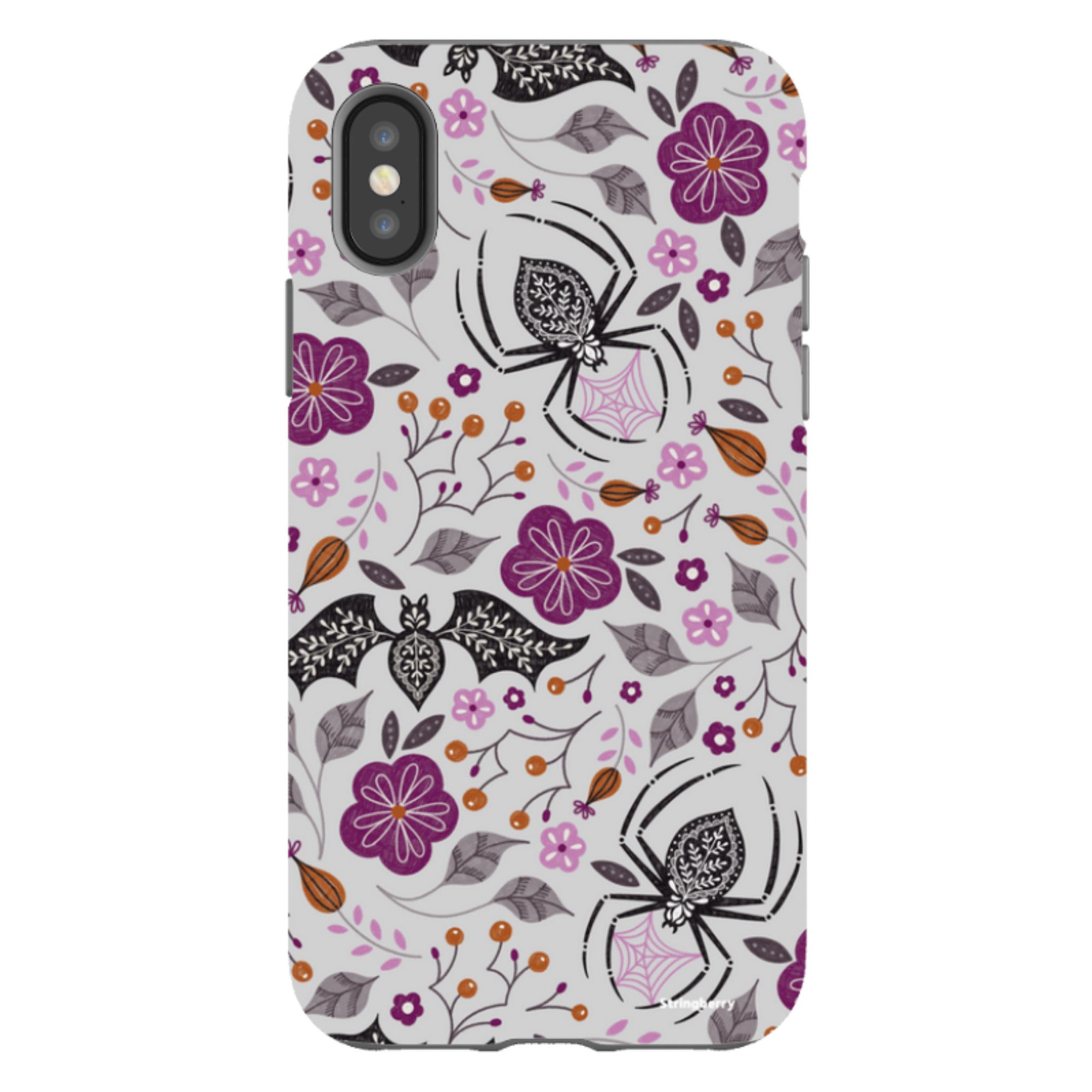 iPhone Tough Case - SpiderBat Grey By Jenny Zemanek