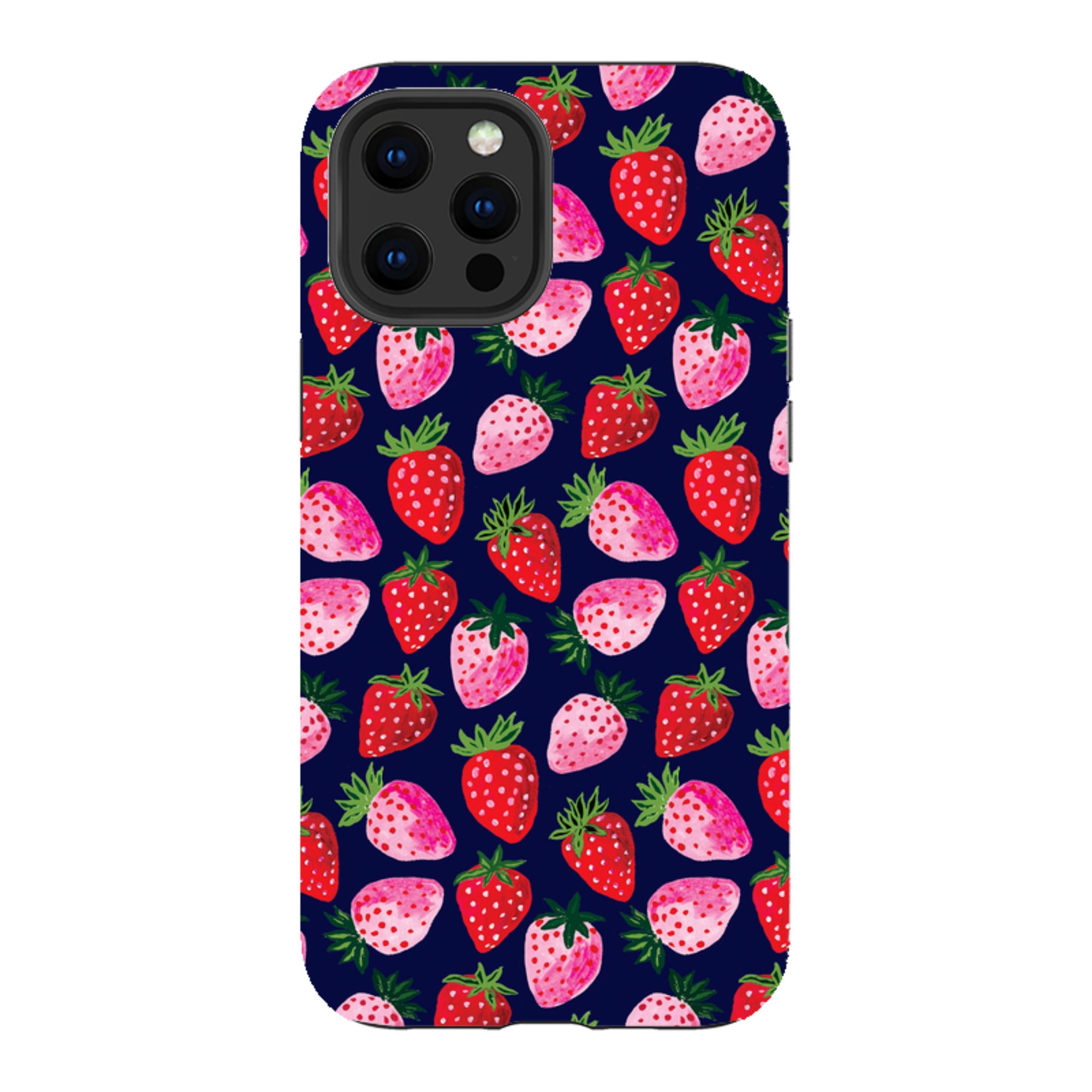 iPhone Tough Case - Strawberry Scatter Navy By Emma Frances Grant