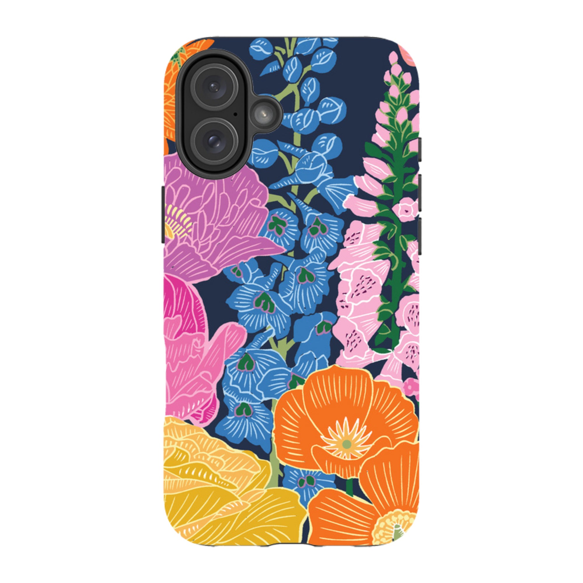 iPhone Tough Case - Flower Garden Navy By kate Heiss