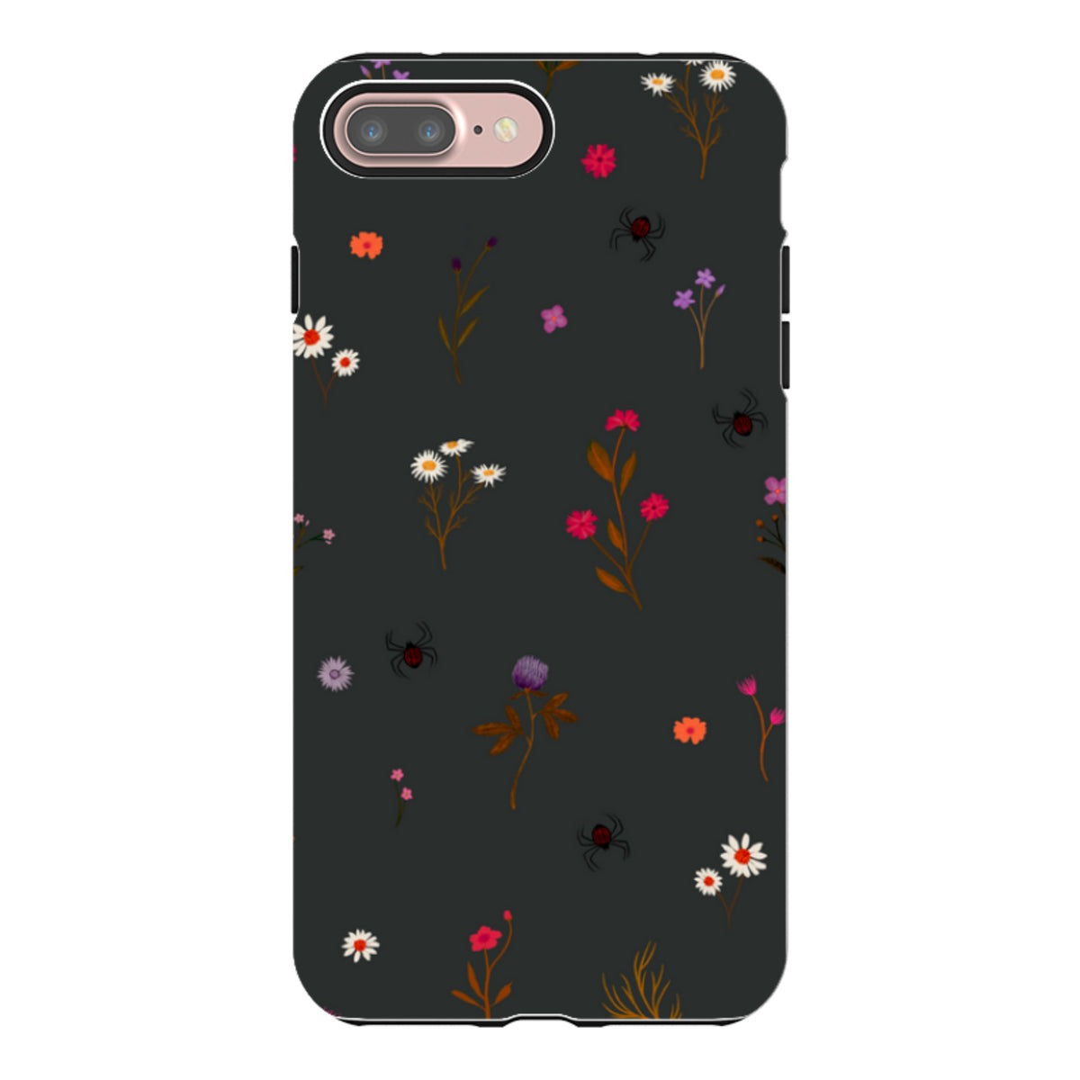 iPhone Tough Case - Florals and Spiders - Charcoal By Katherine Quinn