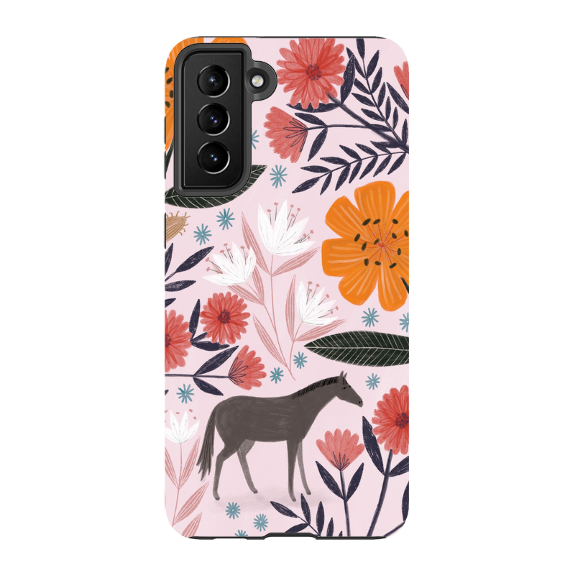 Samsung Tough Case - Pink Horse Floral By Lee Foster Wilson
