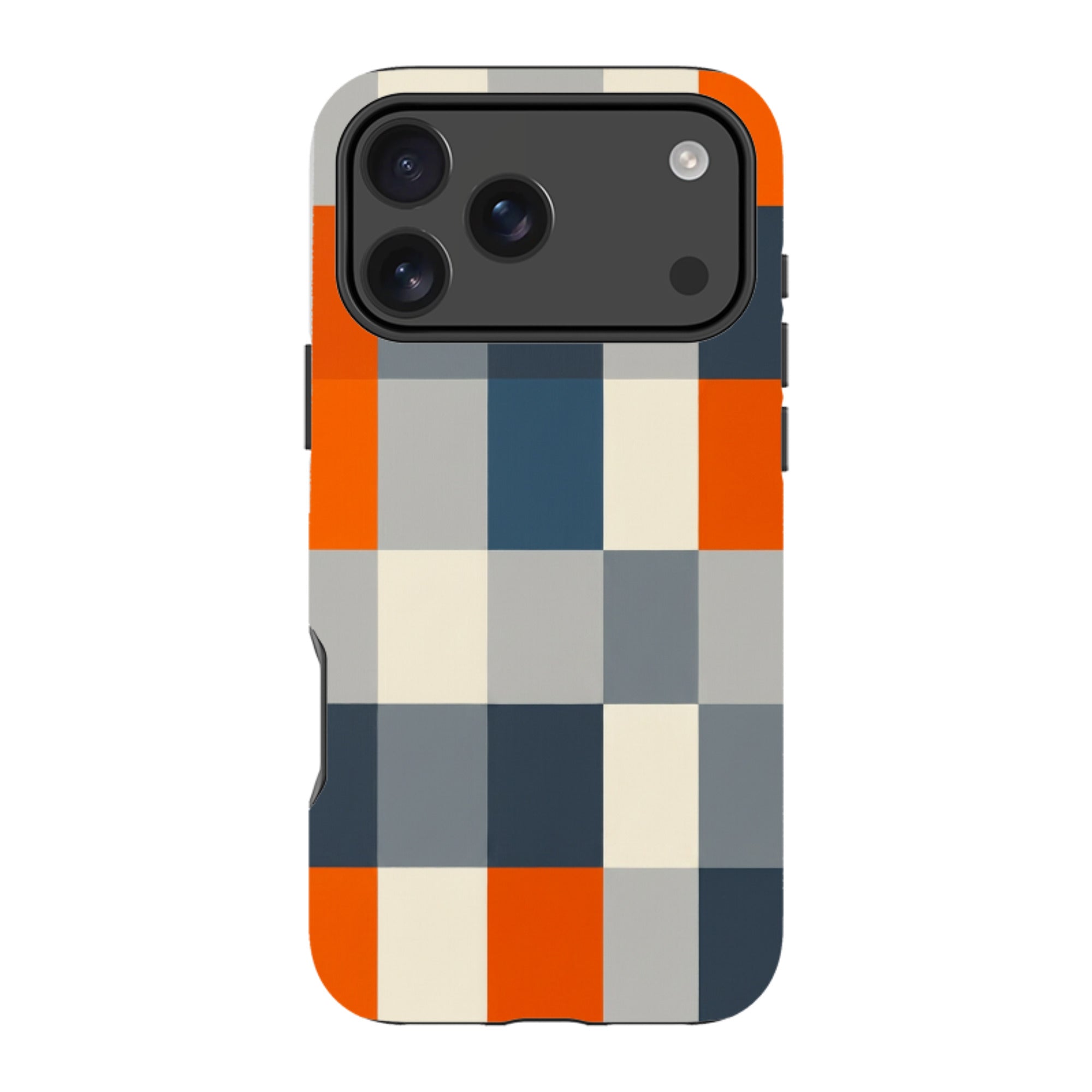 iPhone MagSafe Tough Case - Navy Blue & Orange Plaid