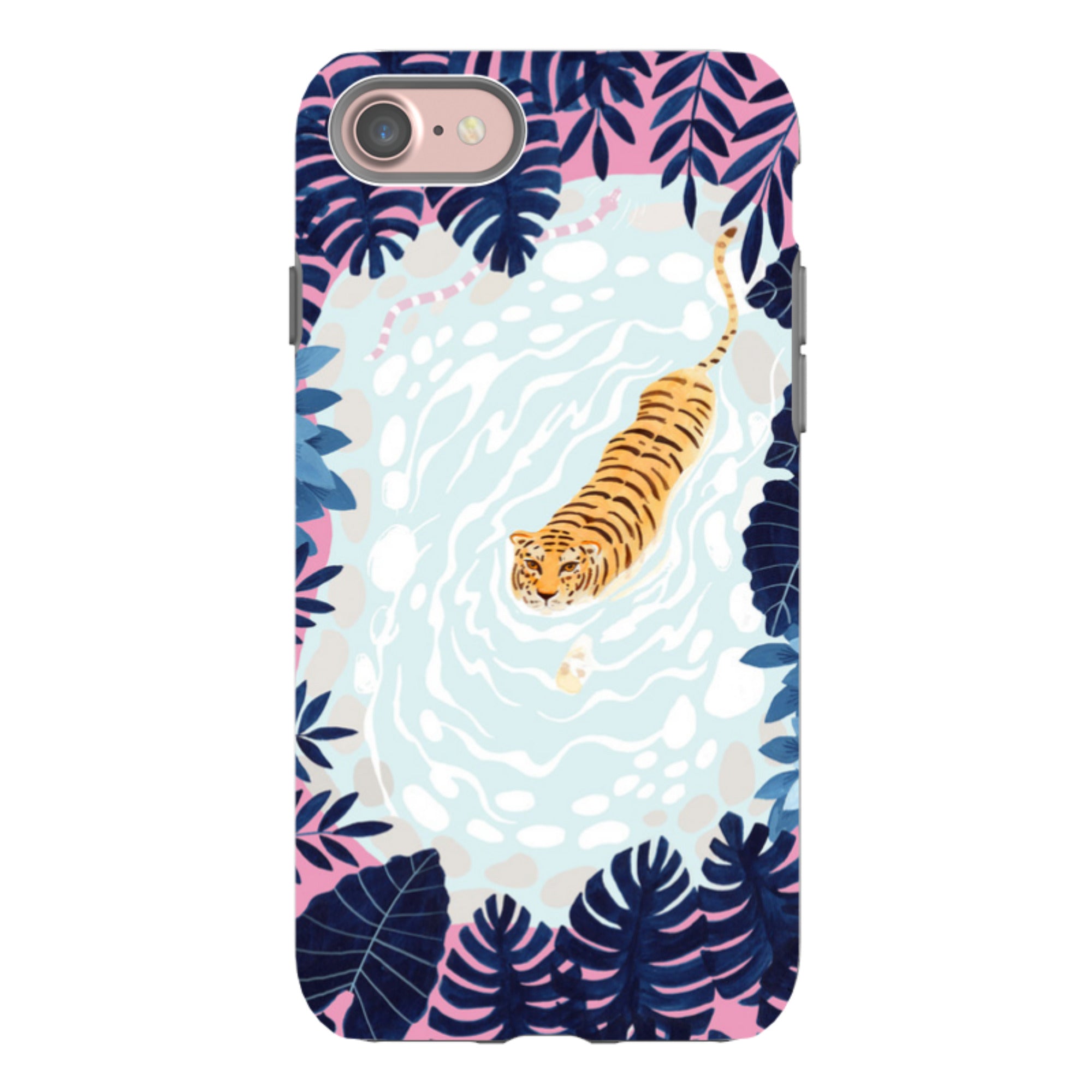 iPhone Tough Case - Swimming Tiger By Bex Parkin