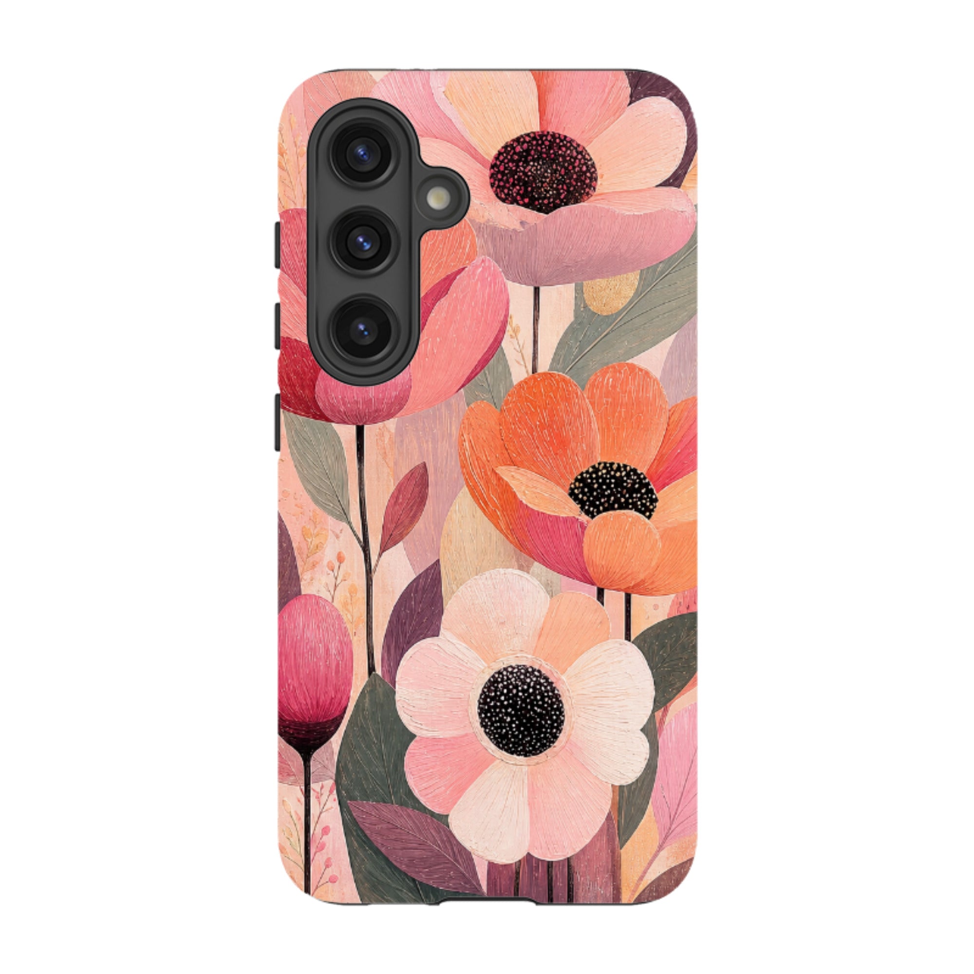 Samsung Tough Case - Peach Woodgrain Floral