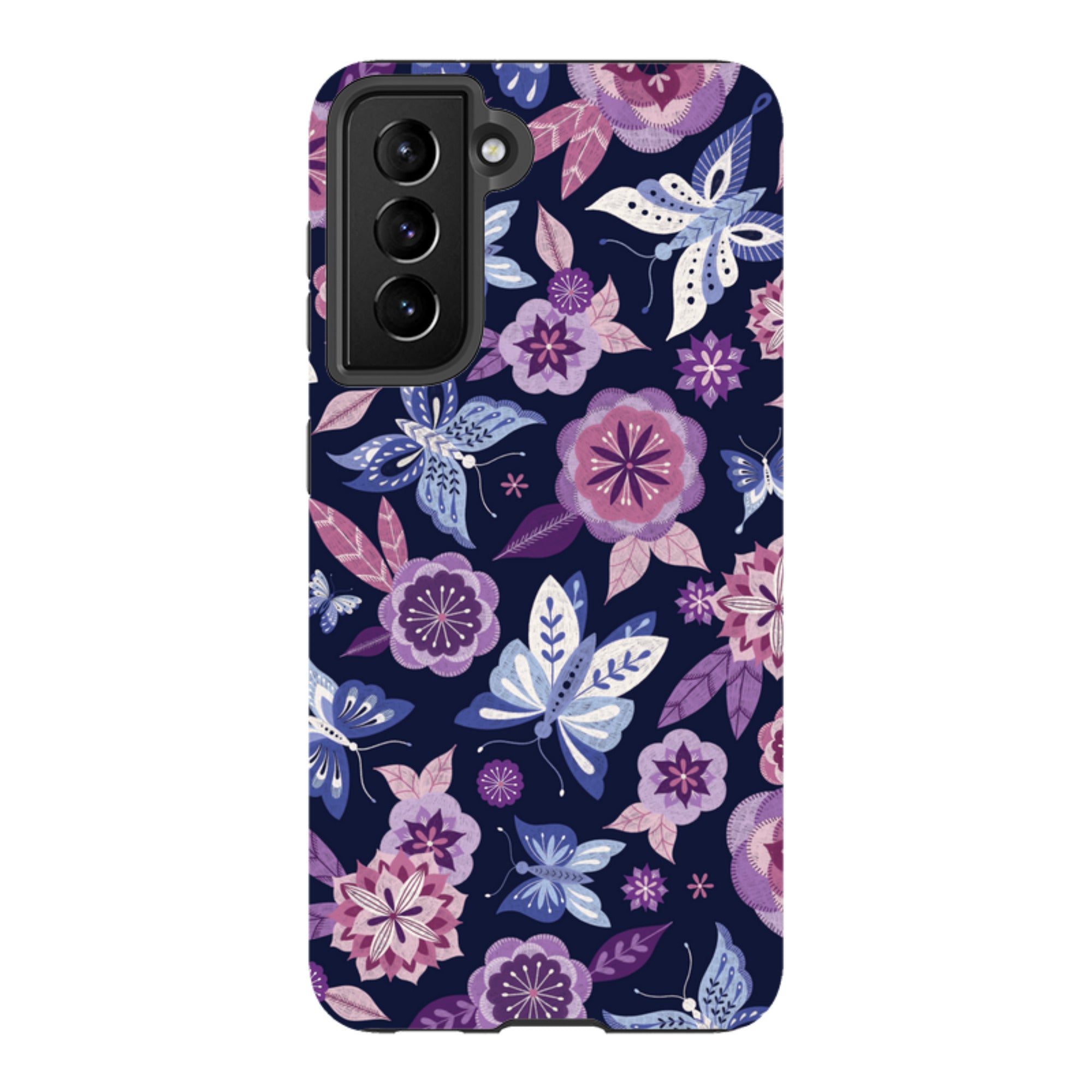 Samsung Tough Case - Butterfly Blooms Navy By Jenny Zemanek