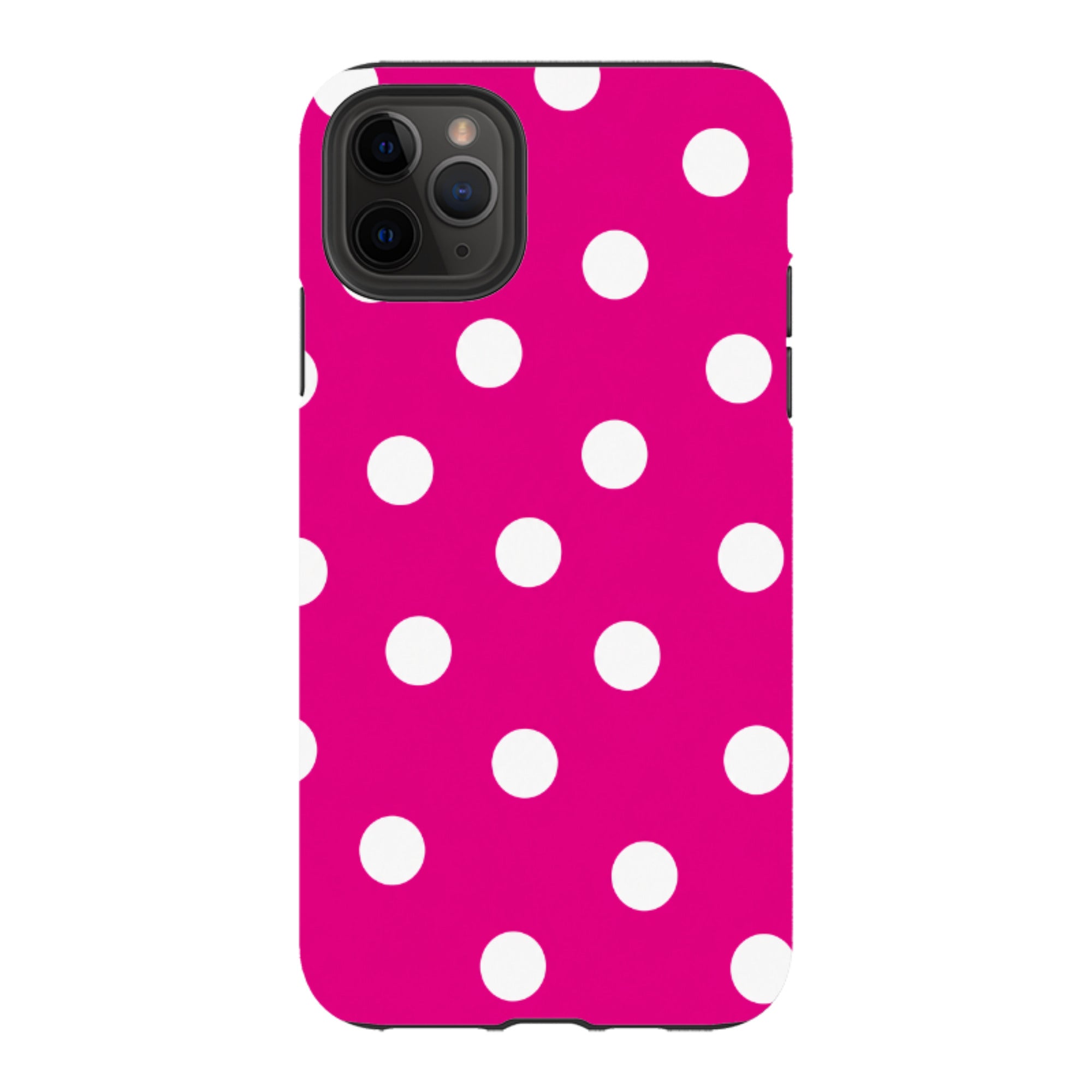 iPhone Tough Case - Hot Pink & White Polka Dot