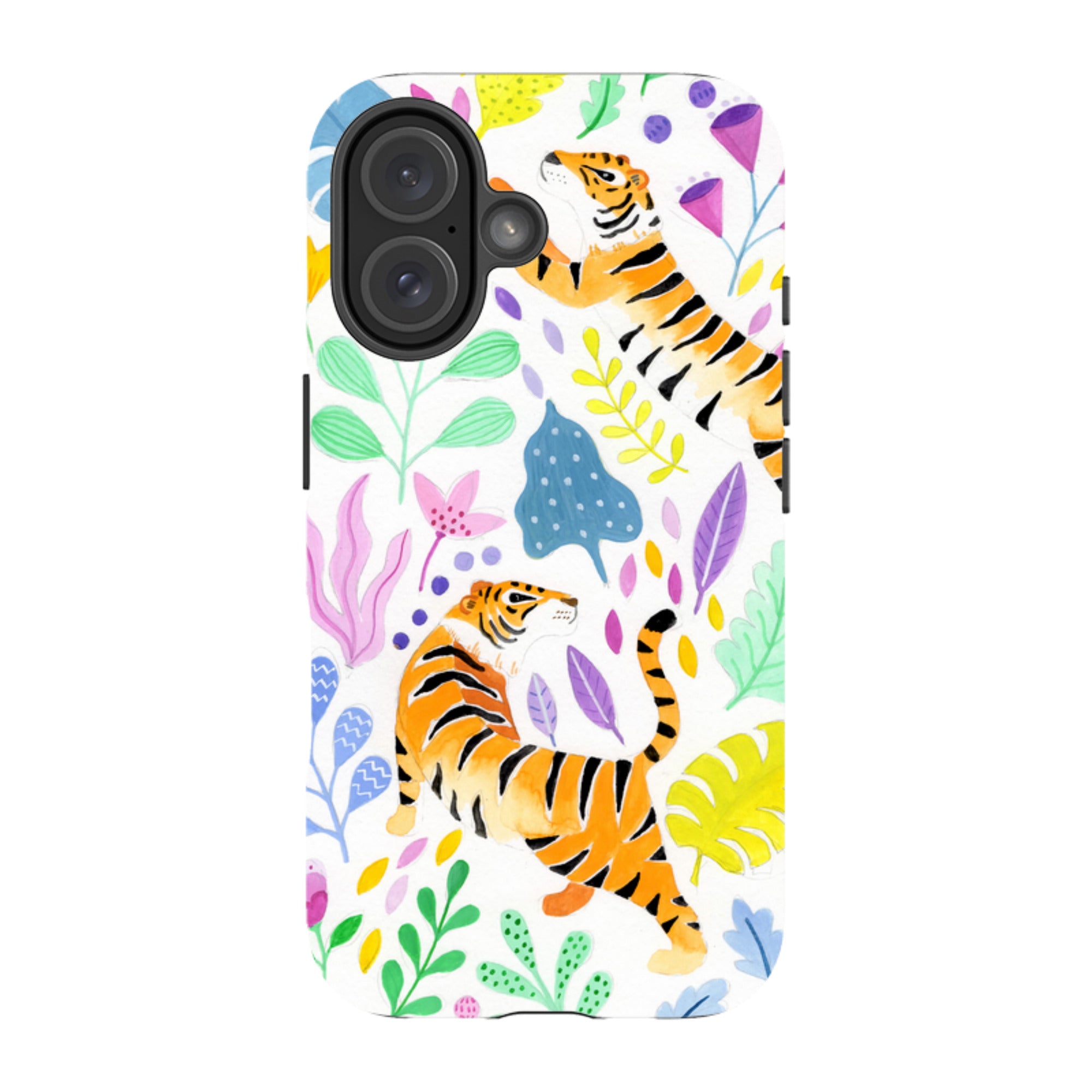 iPhone Tough Case - Tigers And Flowers By Bex Parkin