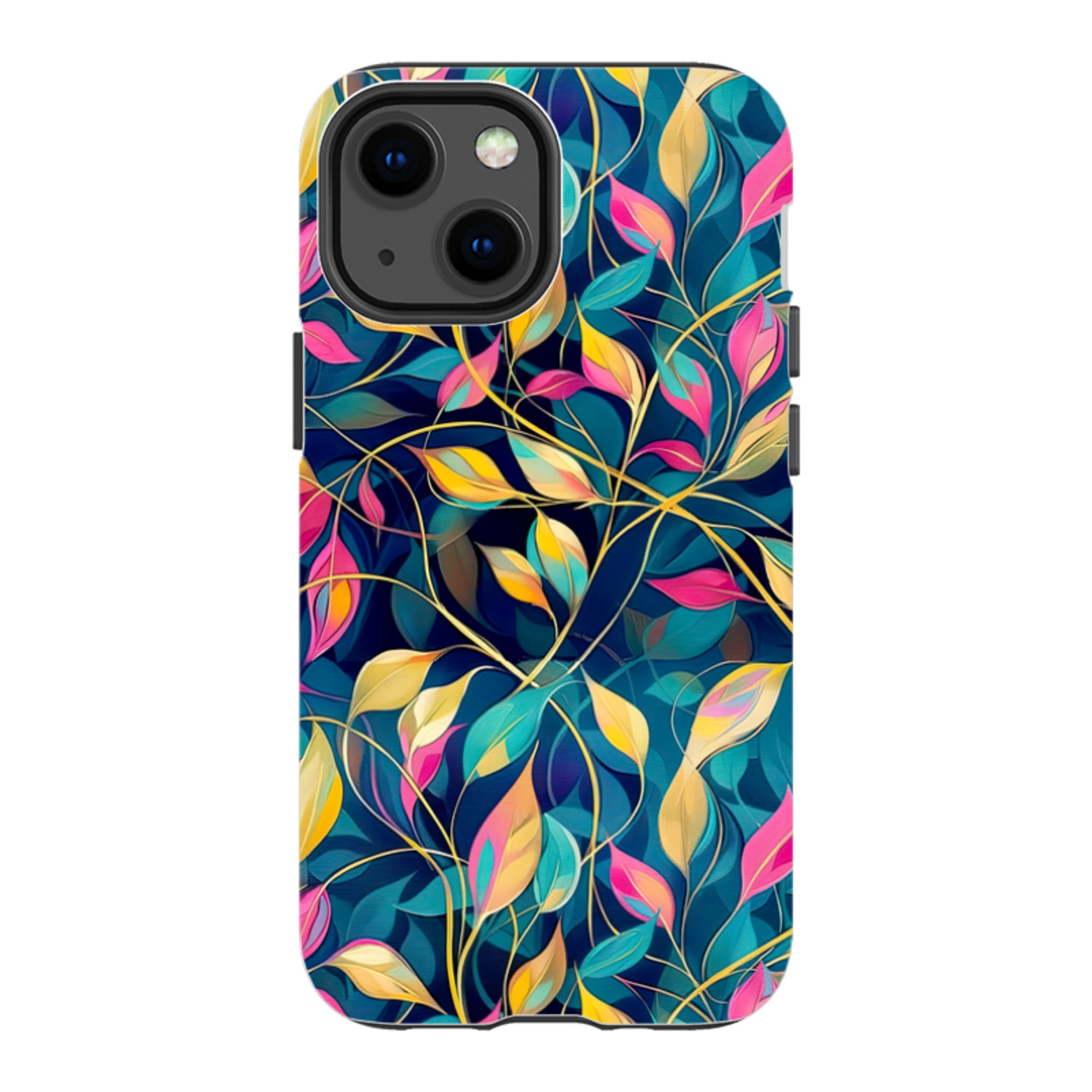iPhone Case - Pink and Teal Leaves