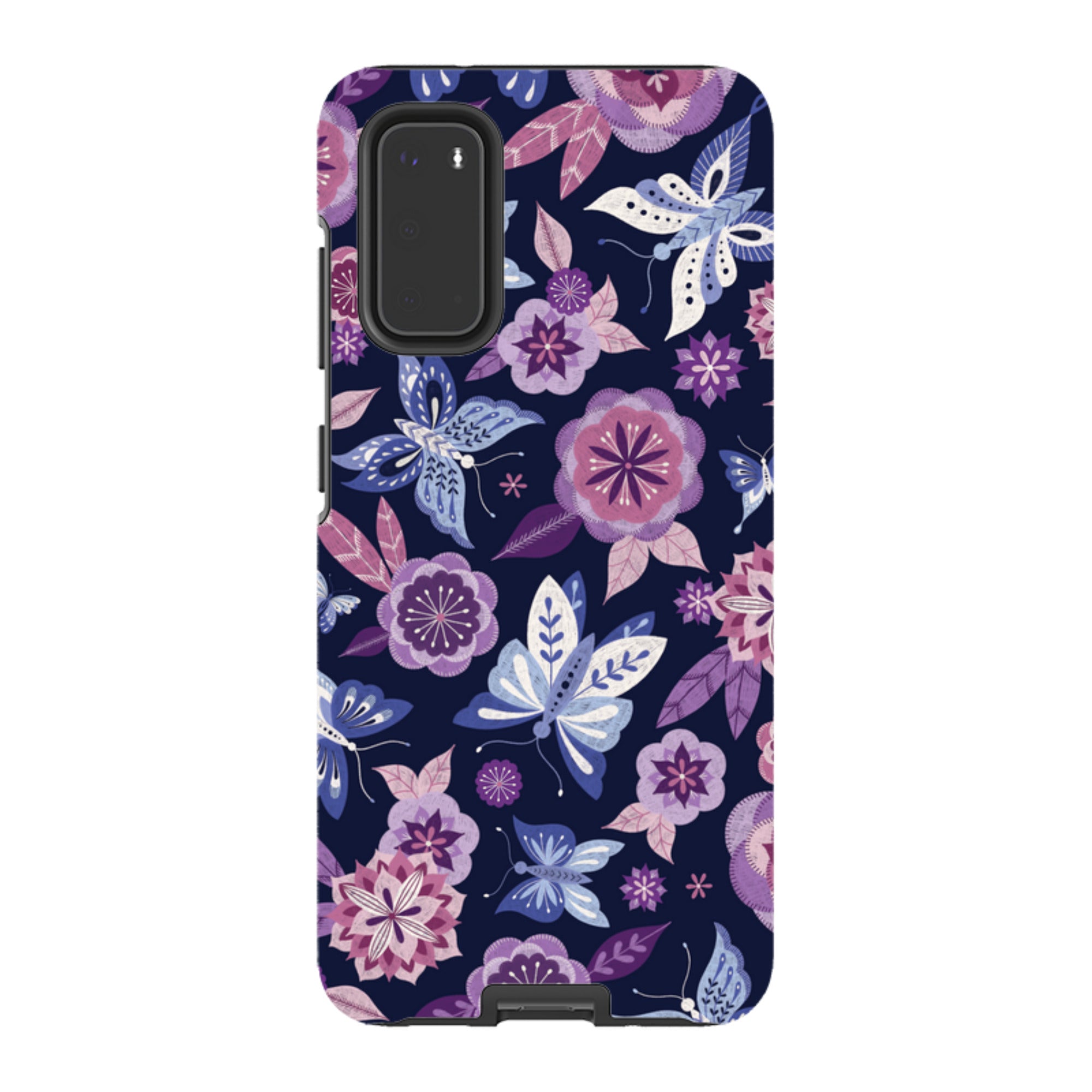 Samsung Tough Case - Butterfly Blooms Navy By Jenny Zemanek