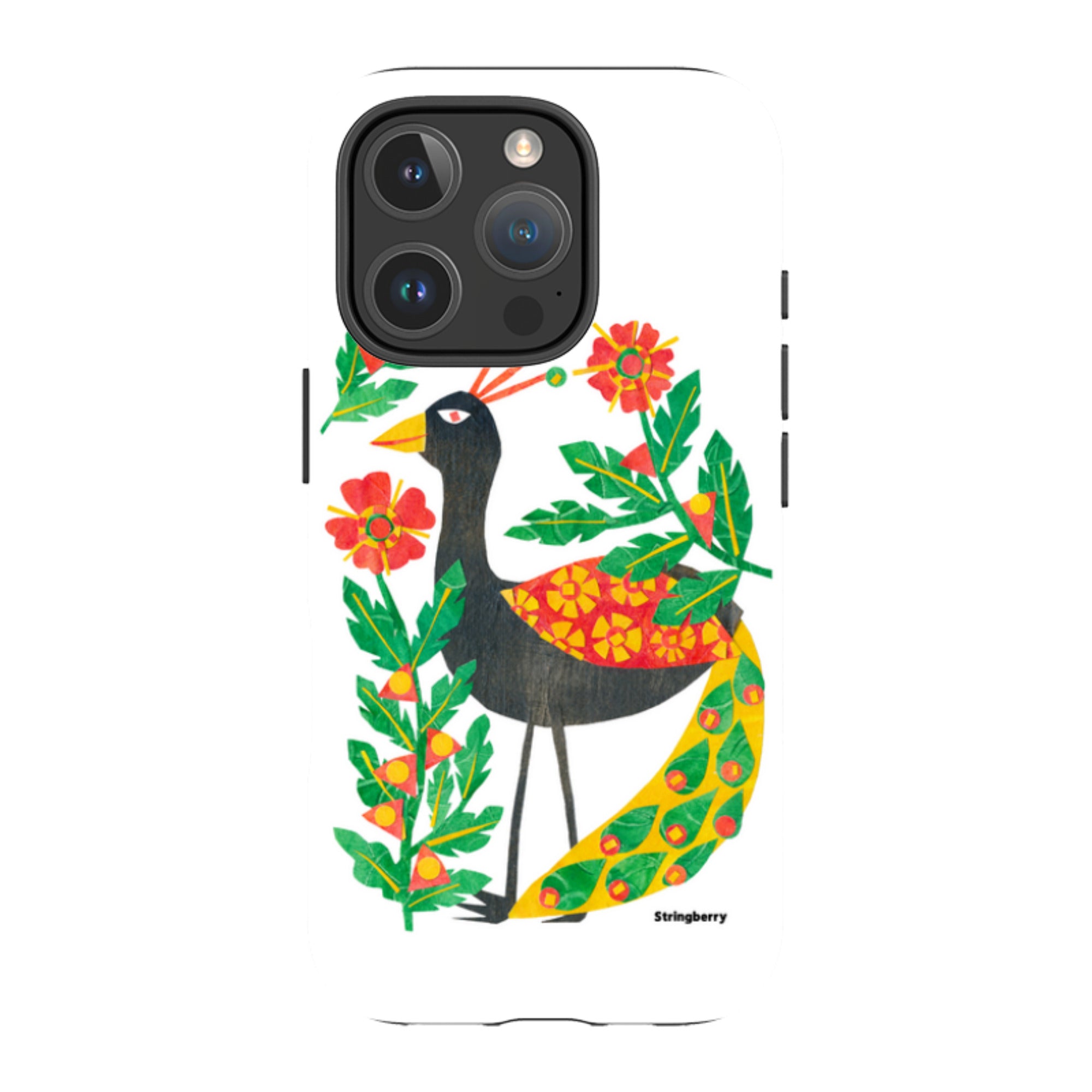 iPhone Tough Case - Folk Floral Peahen By Tracey English
