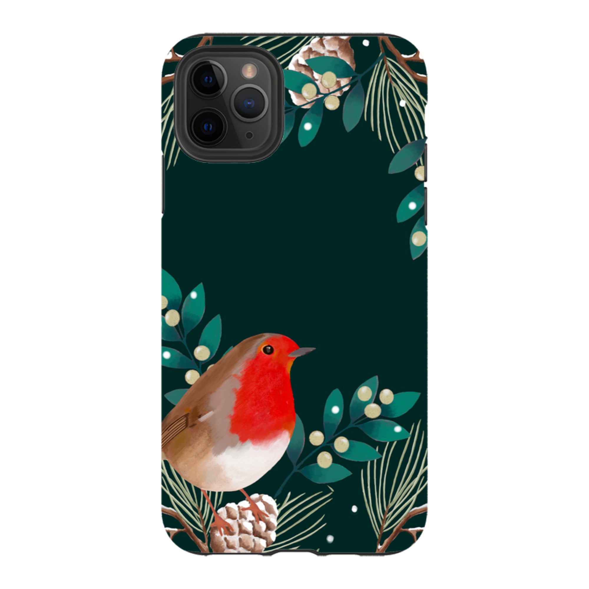 iPhone Tough Case - Robin Pine Cones By Bex Parkin