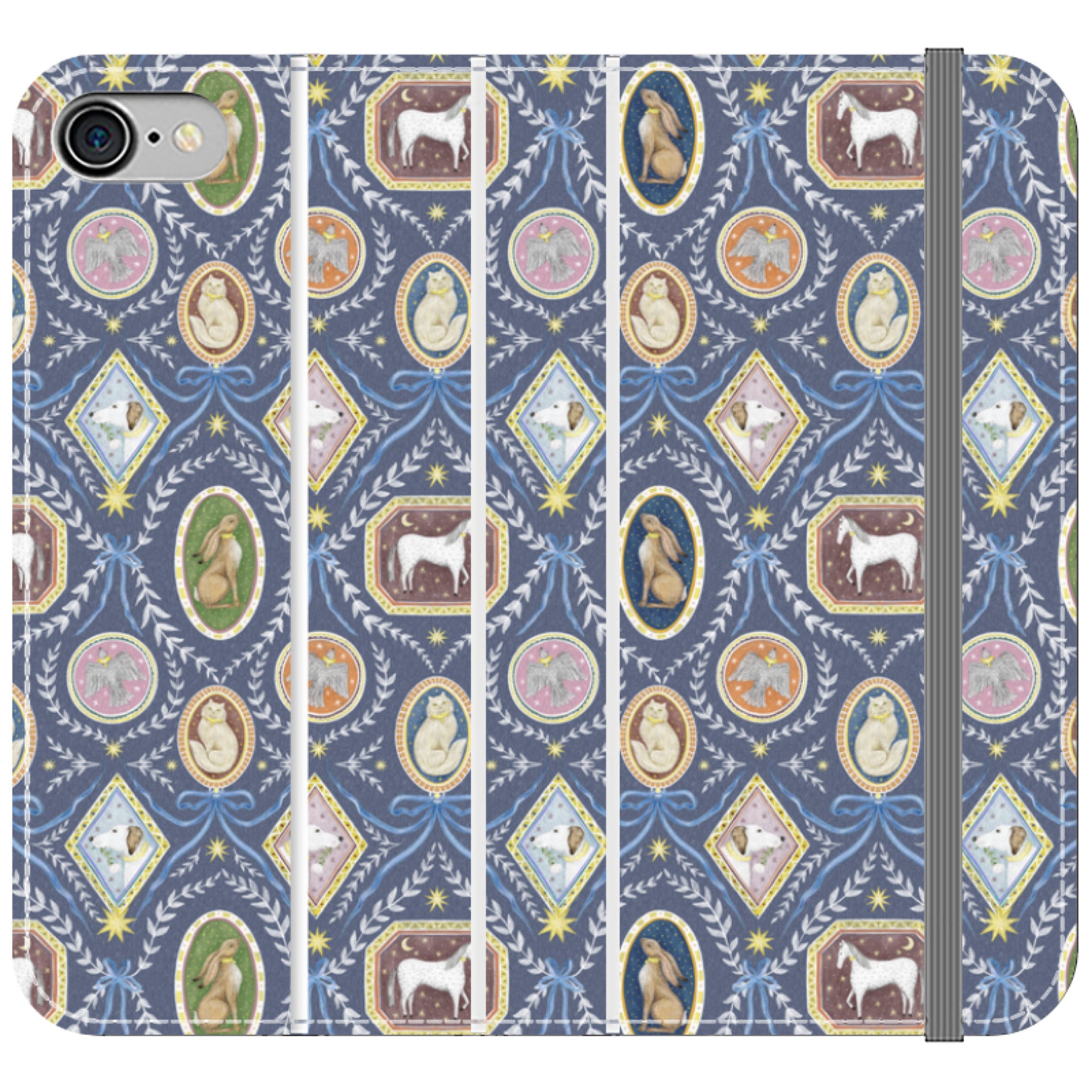 Charleston Dusk Blue Wallet Case By Catherine Rowe