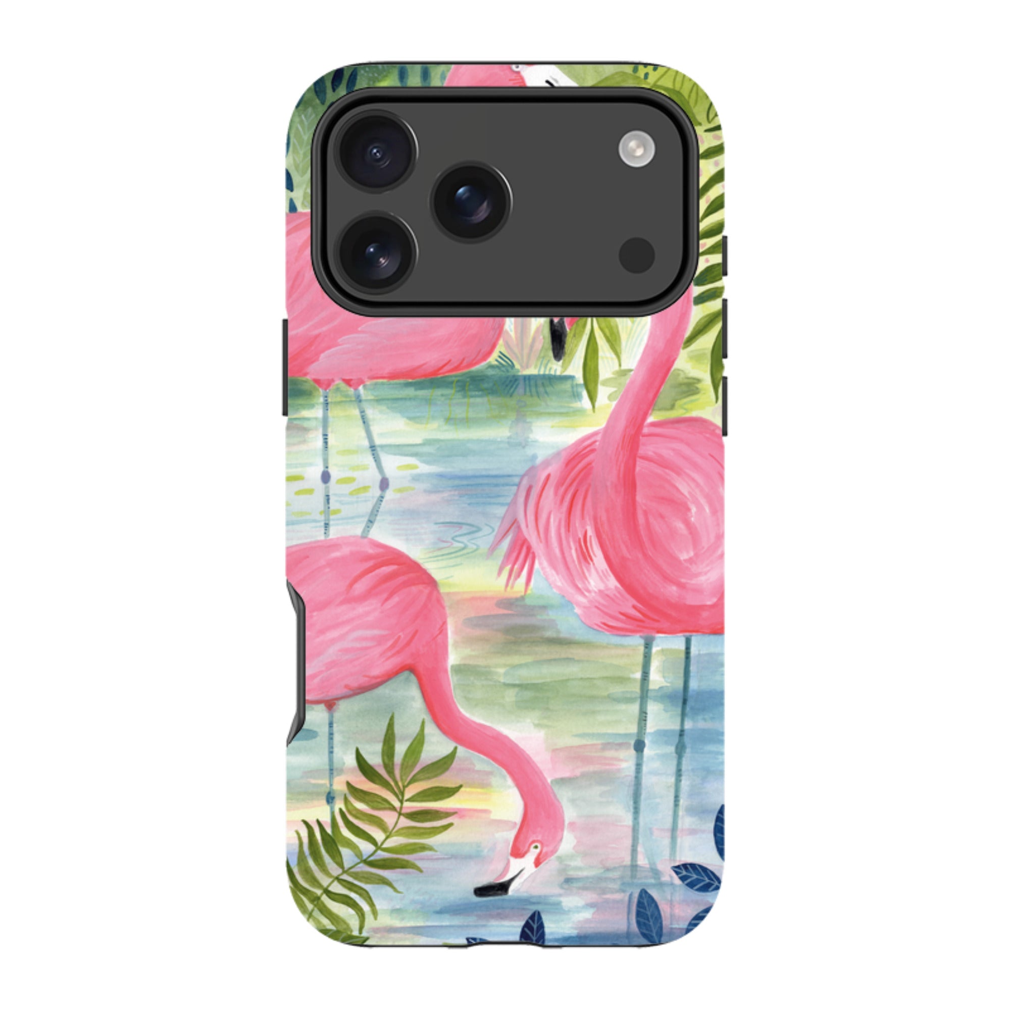 iPhone Tough Case - Three Flamingo By Bex Parkin