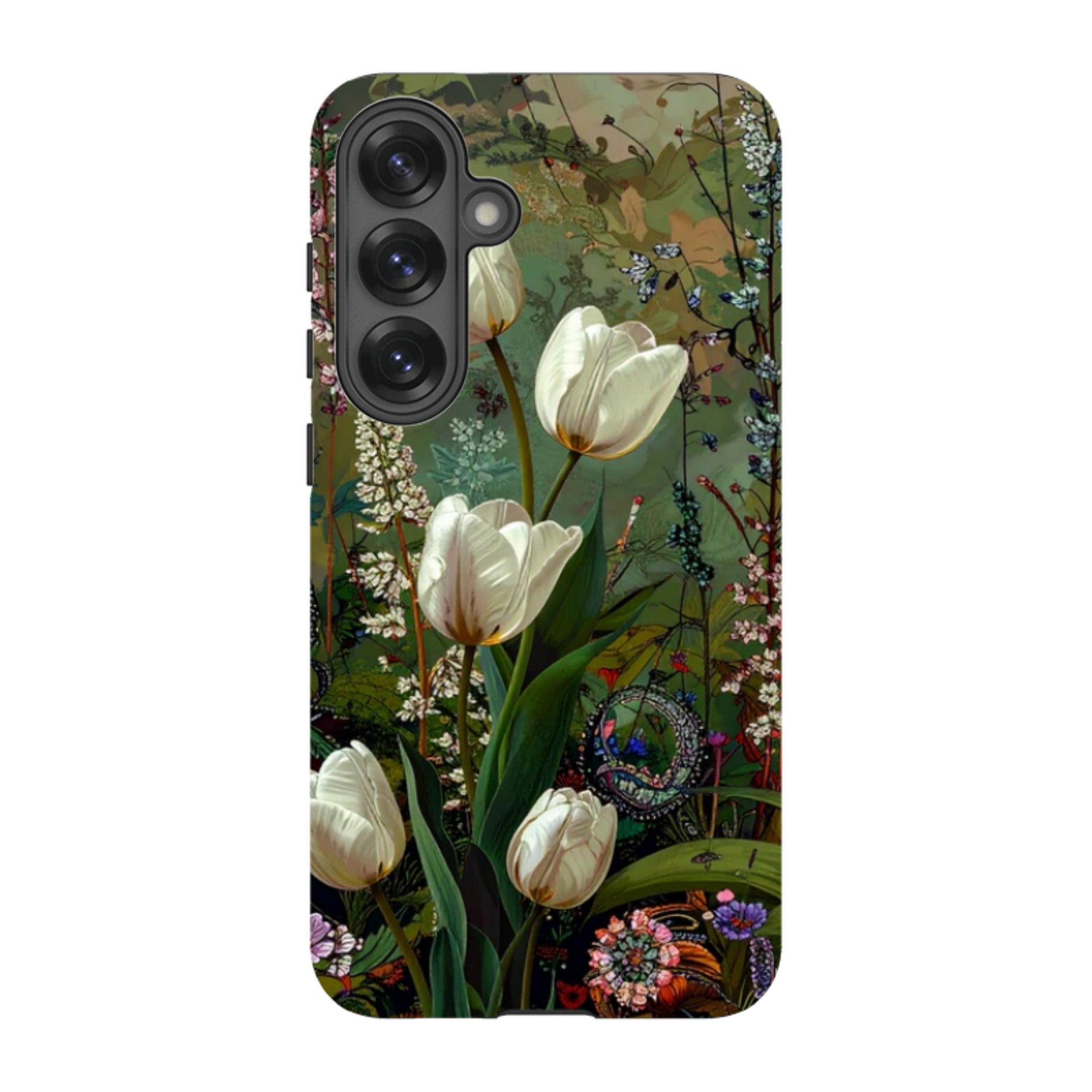 Samsung Tough Case - Green Vyne white Tulips