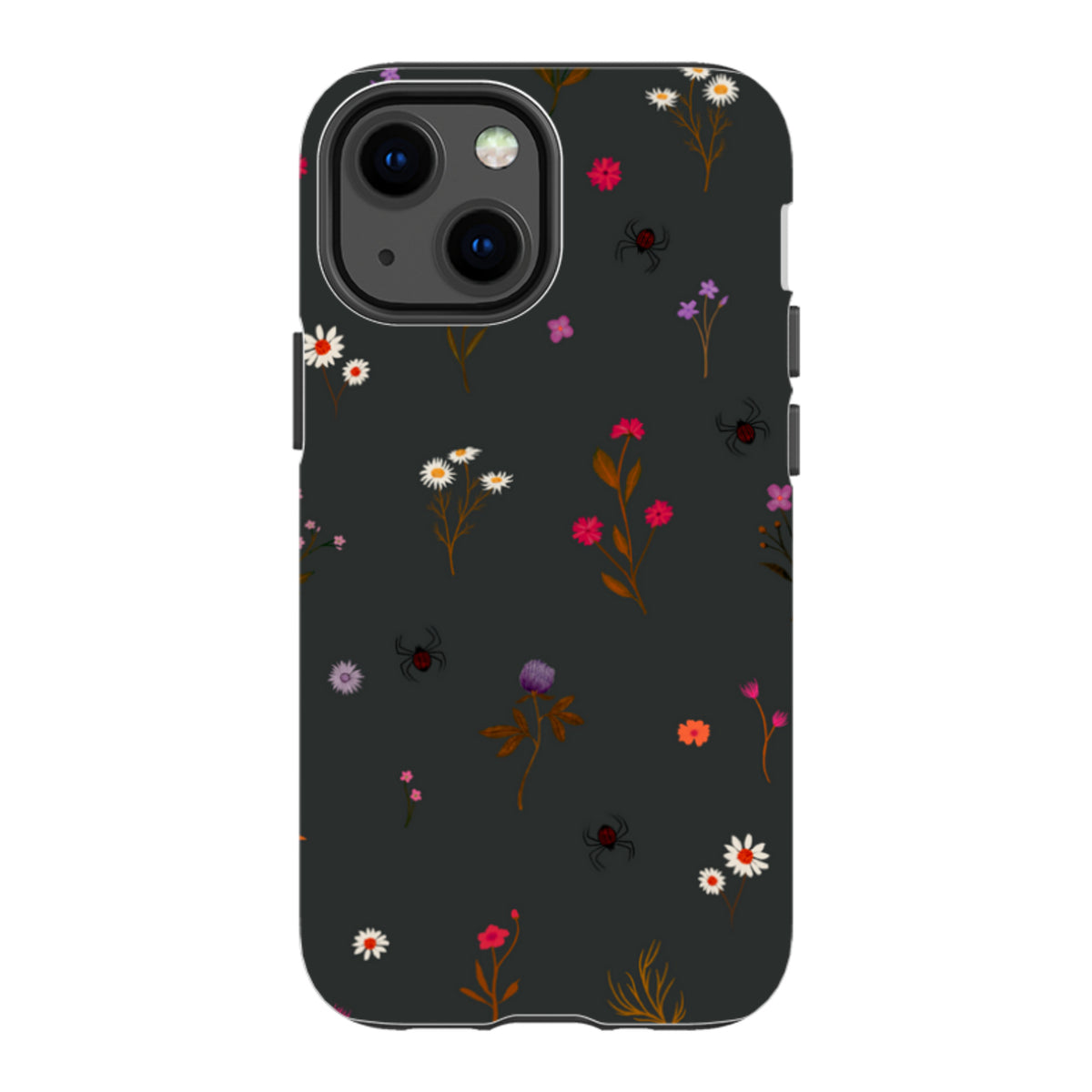 iPhone Tough Case - Florals and Spiders - Charcoal By Katherine Quinn