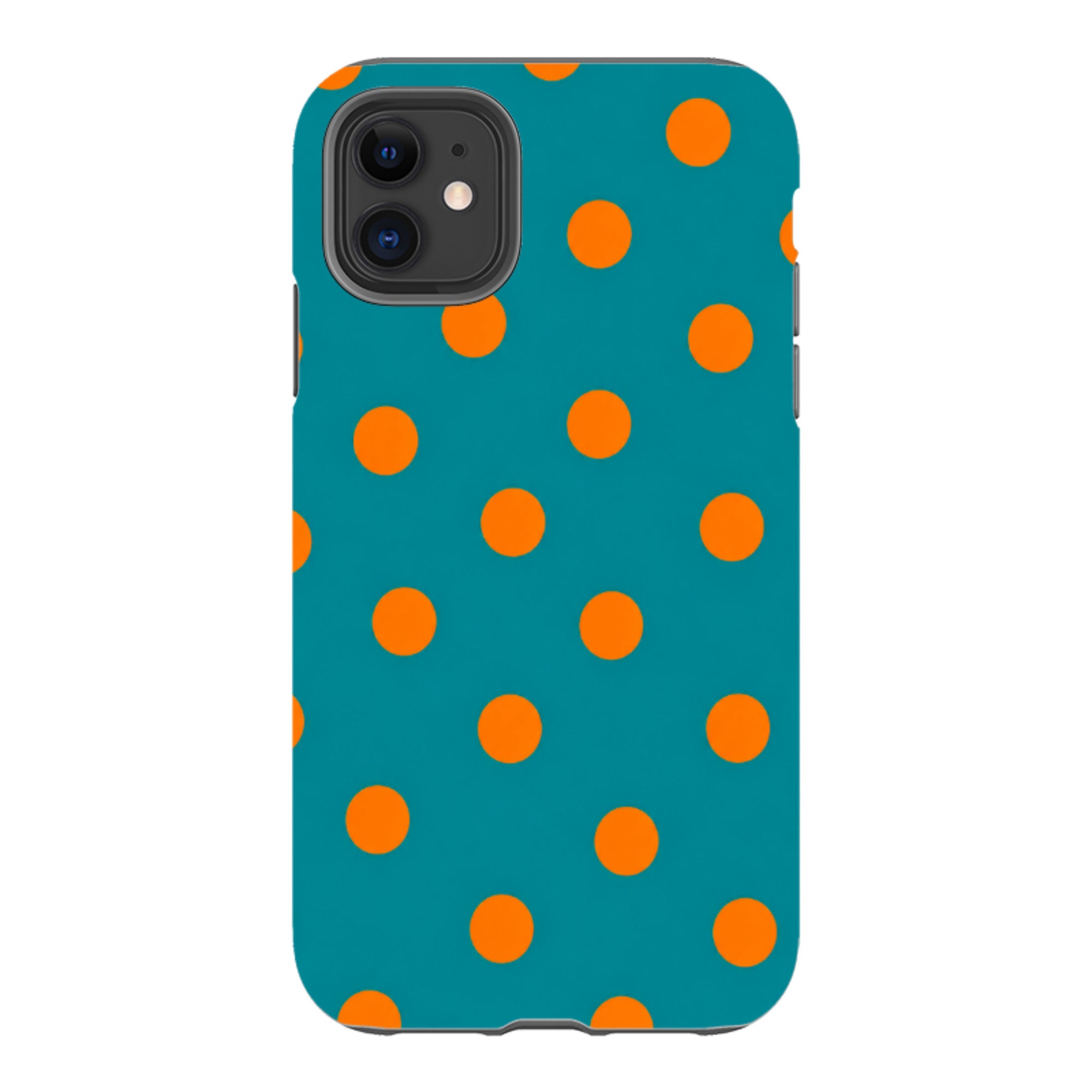 iPhone Tough Case - Teal & Orange Polka Dot